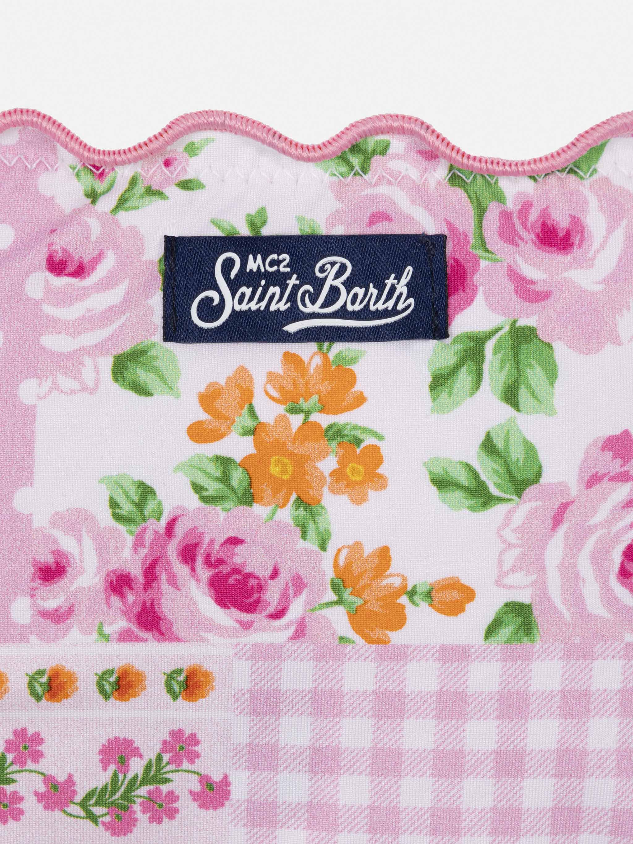 Bikini Emy a fascia classico con stampa patch a fiori - Image 3