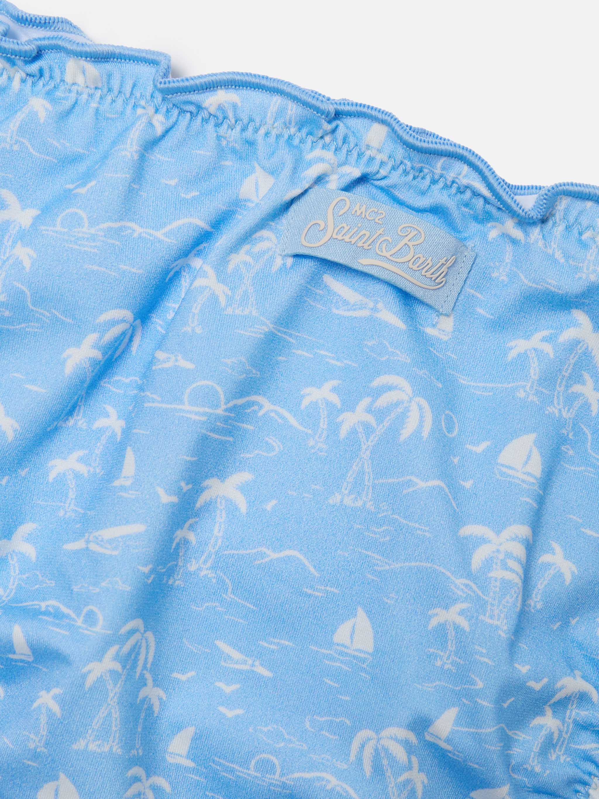 Bikini Emy azzurro con stampa tropicale all-over - Image 3