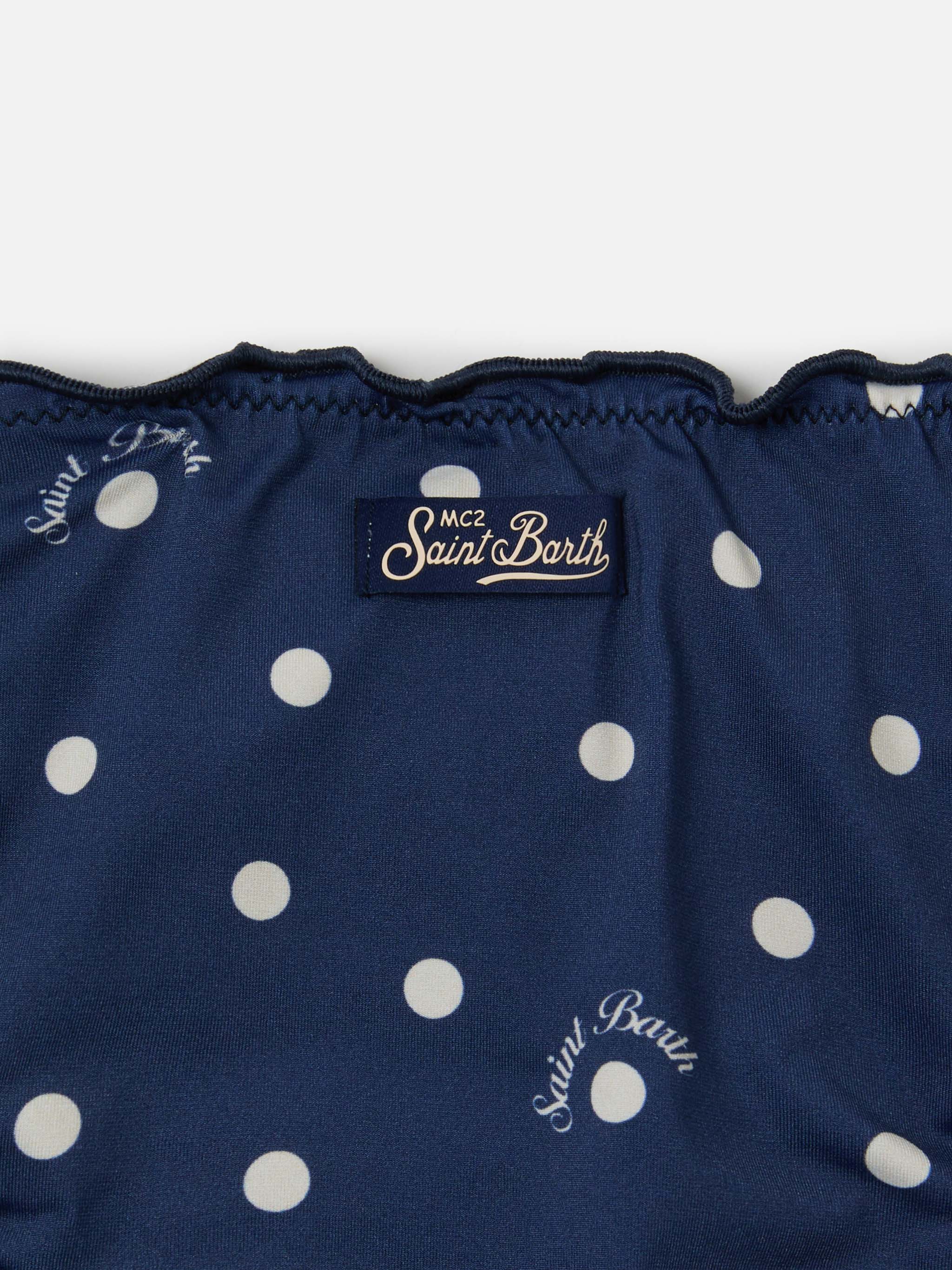 Bikini Emy navy a pois con bordi arricciati - Image 3
