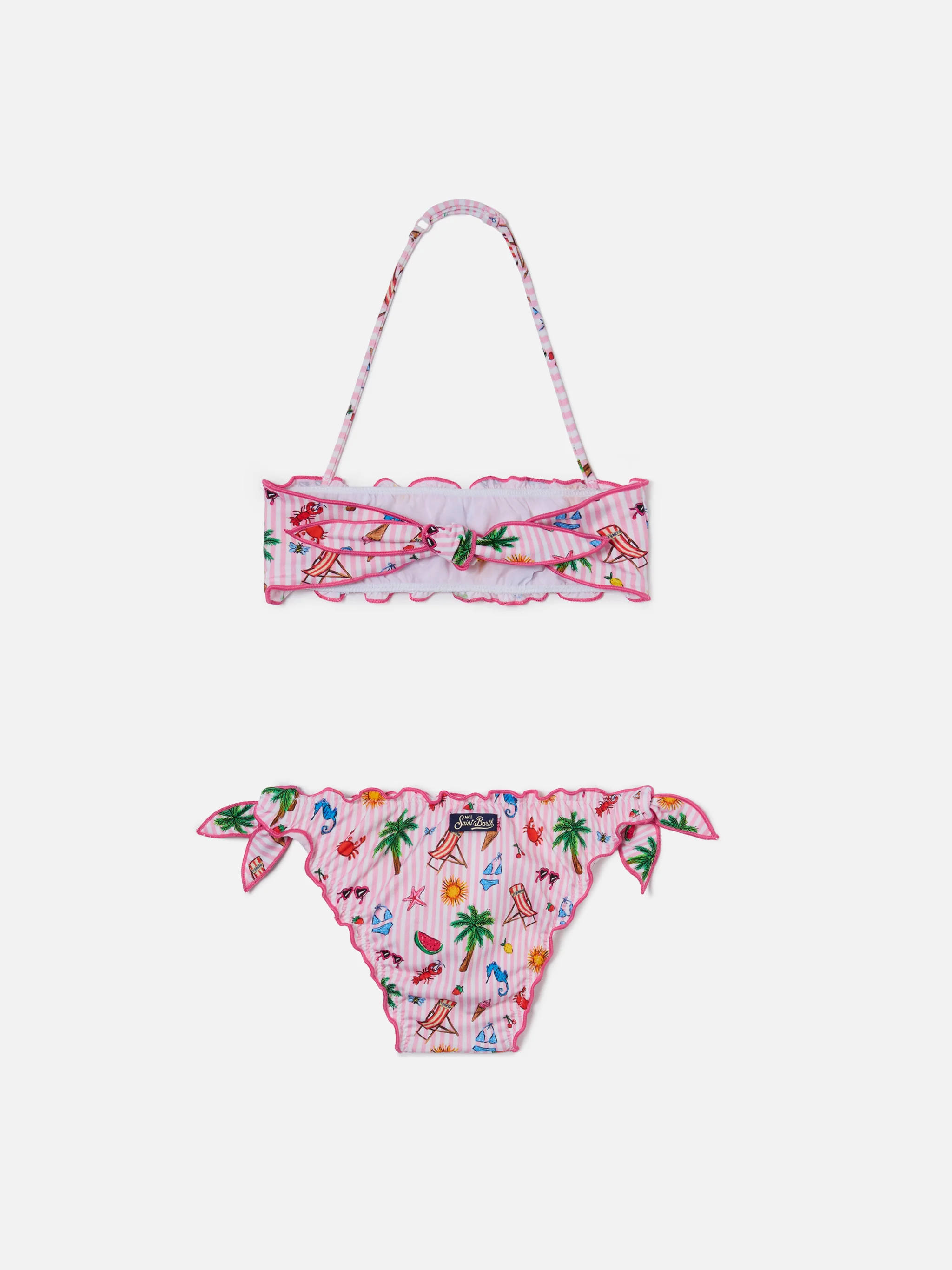 Bikini Emy bianco e rosa a righe con stampa funny all-over - Image 2