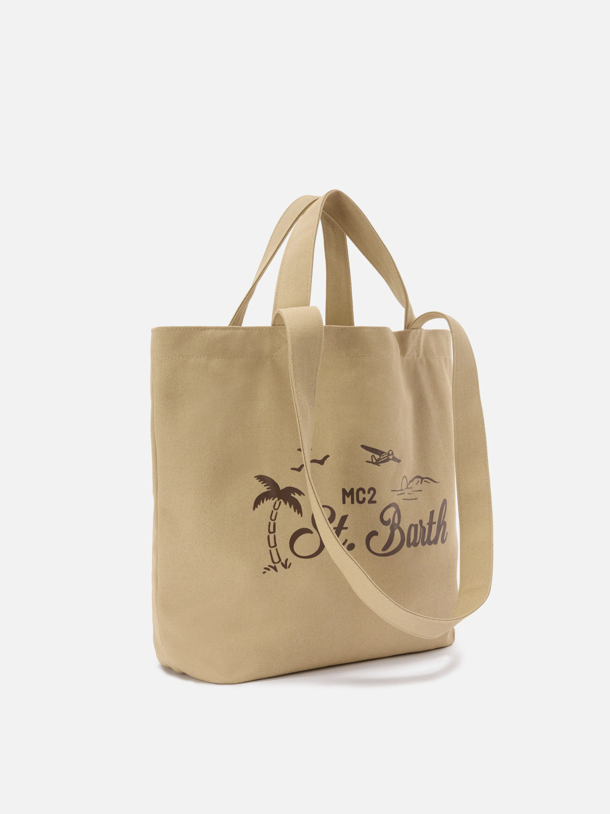 Borsa tote Essential Beach in cotone beige con logo ricamato - Image 2