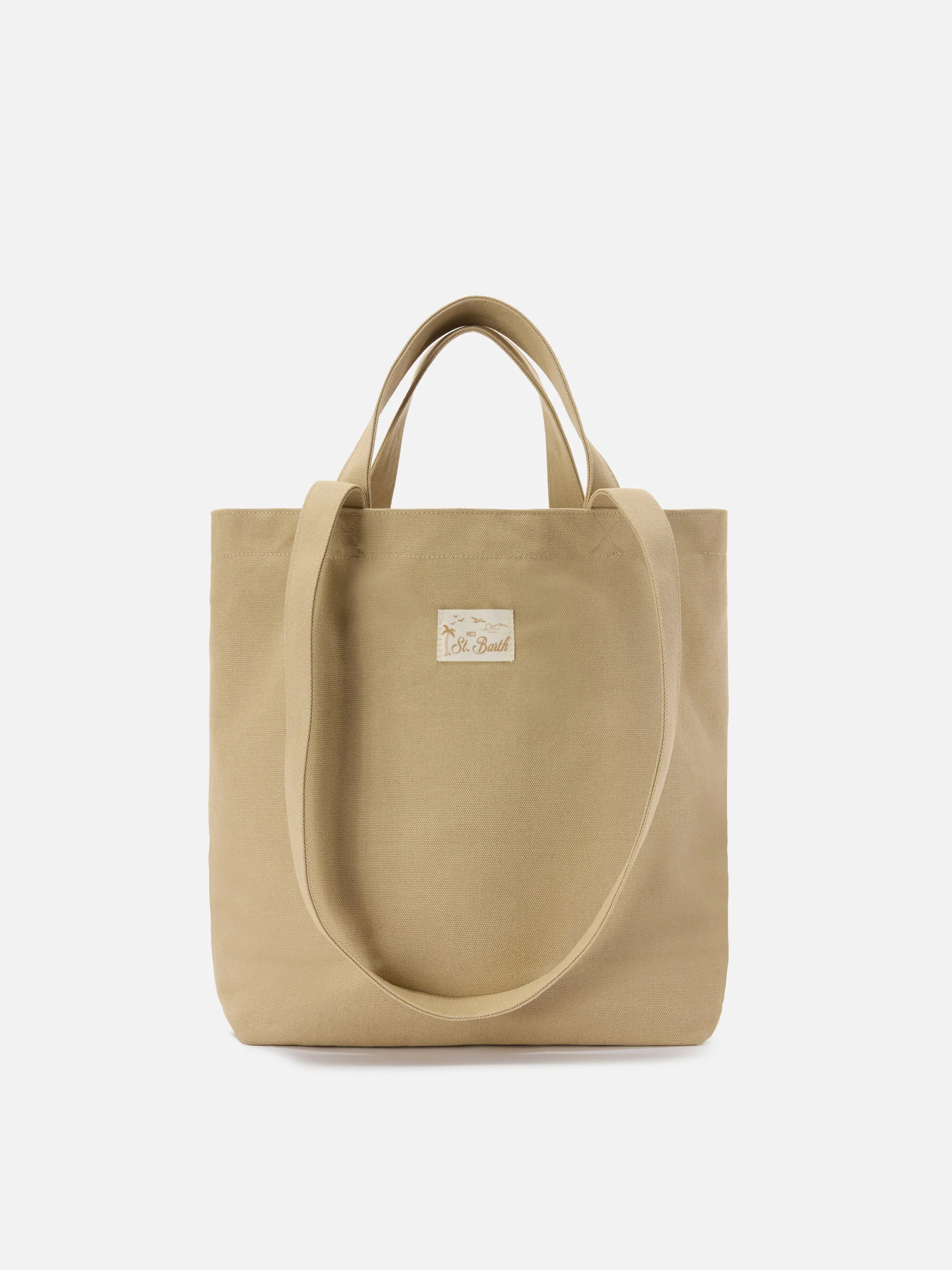 Borsa tote Essential Beach in cotone beige con logo ricamato - Image 3