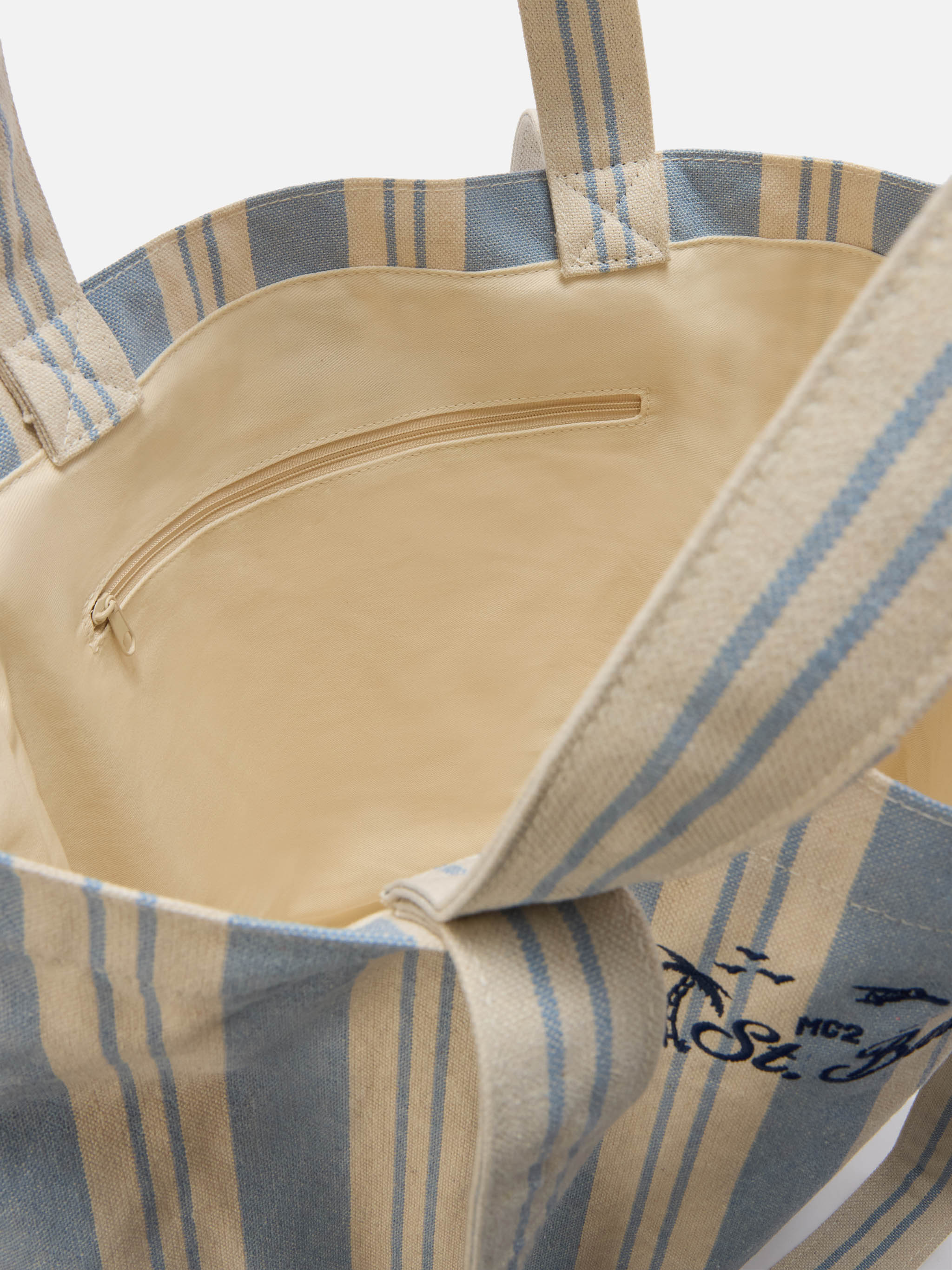 Borsa tote Essential Beach in cotone a righe azzurro e bianche - Image 4