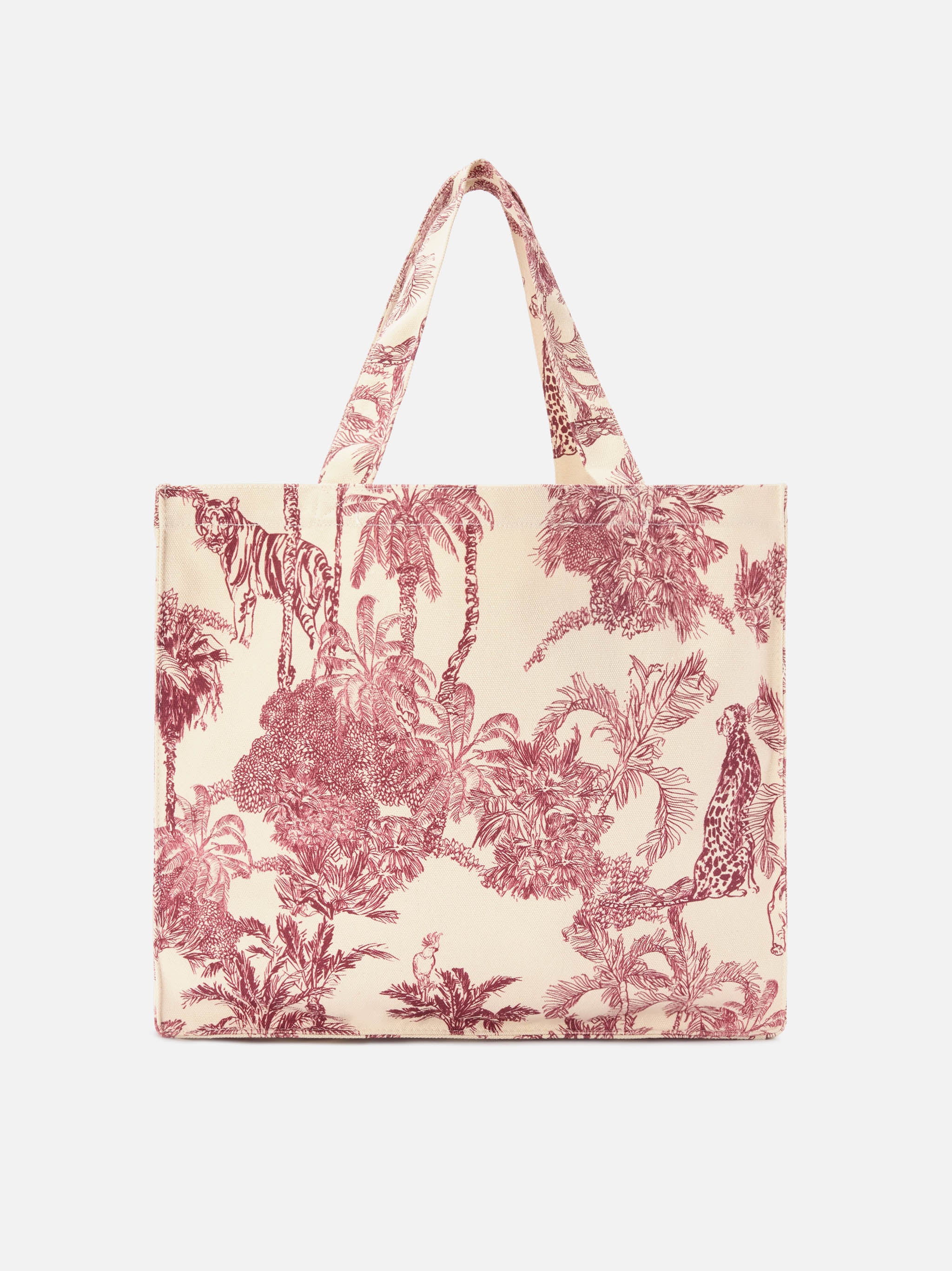 Borsa Essential in canvas con stampa toile de jouy bordeaux e logo stampato - Image 4