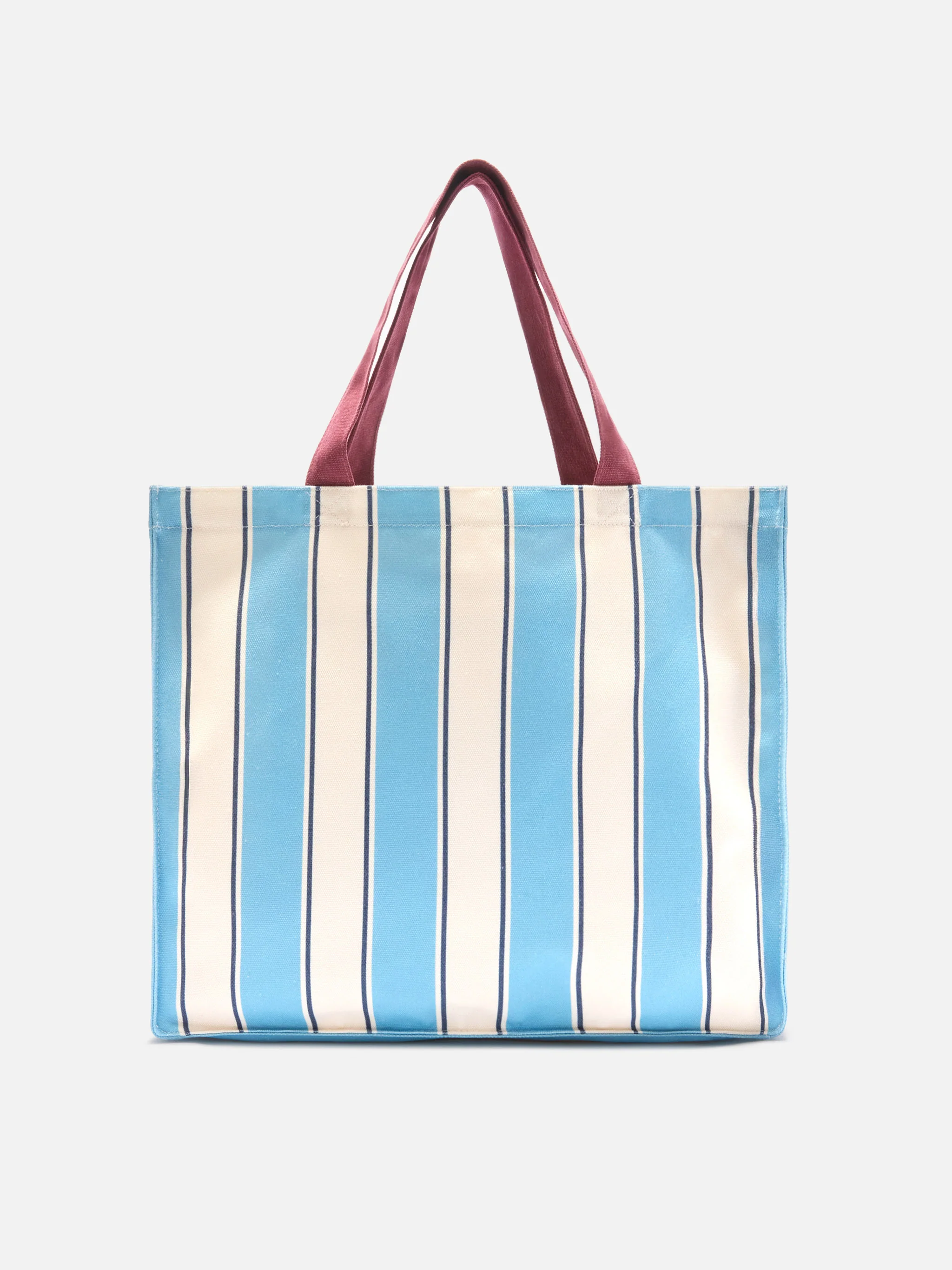 Borsa Essential in canvas a righe azzurre e bianche con logo a contrasto - Image 4