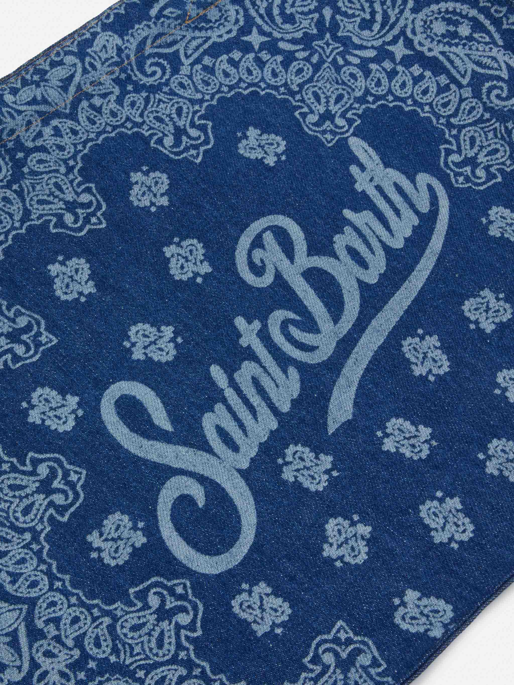 Borsa Essential in tessuto denim con stampa bandana e logo a contrasto - Image 3