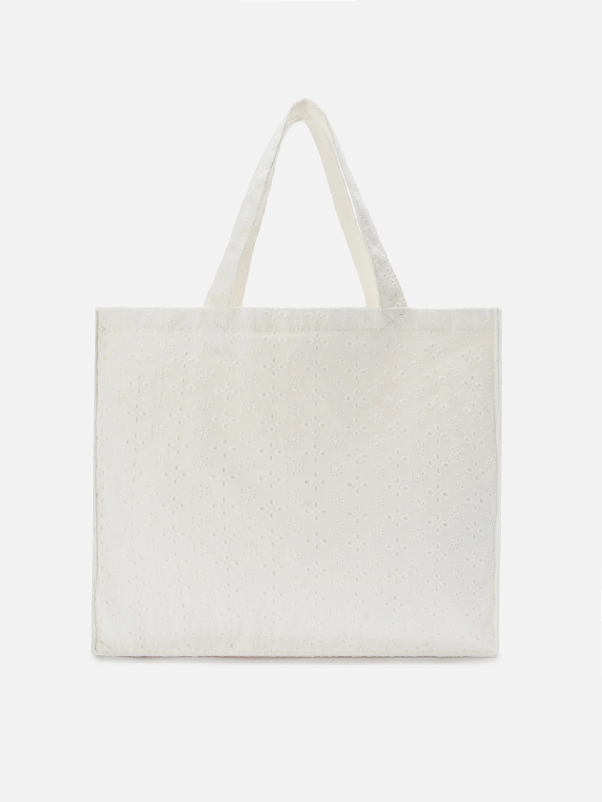 Borsa Essential in cotone sangallo bianco con logo a contrasto - Image 3