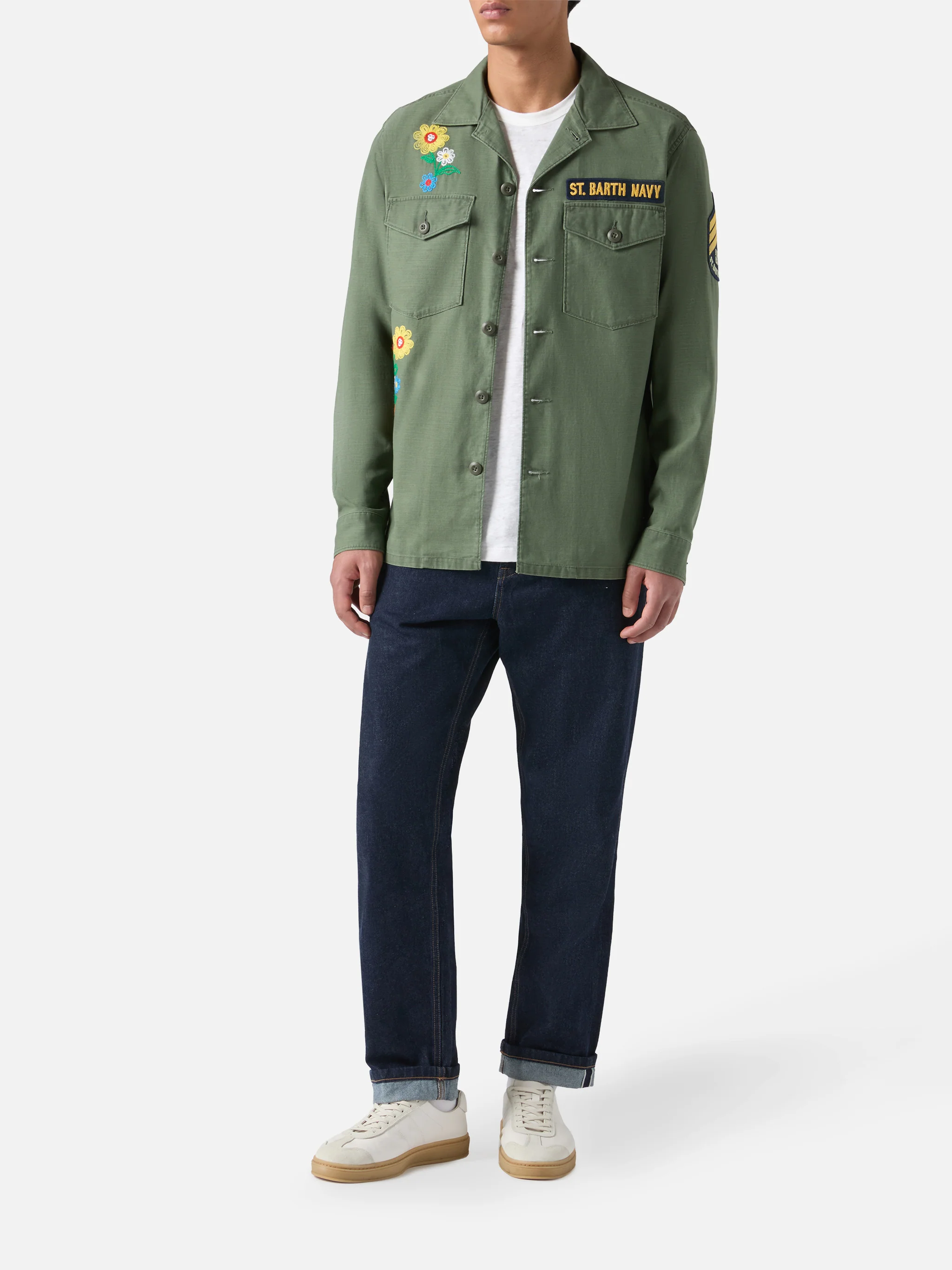 Sovracamicia Esteban ricamata in verde militare - Image 2