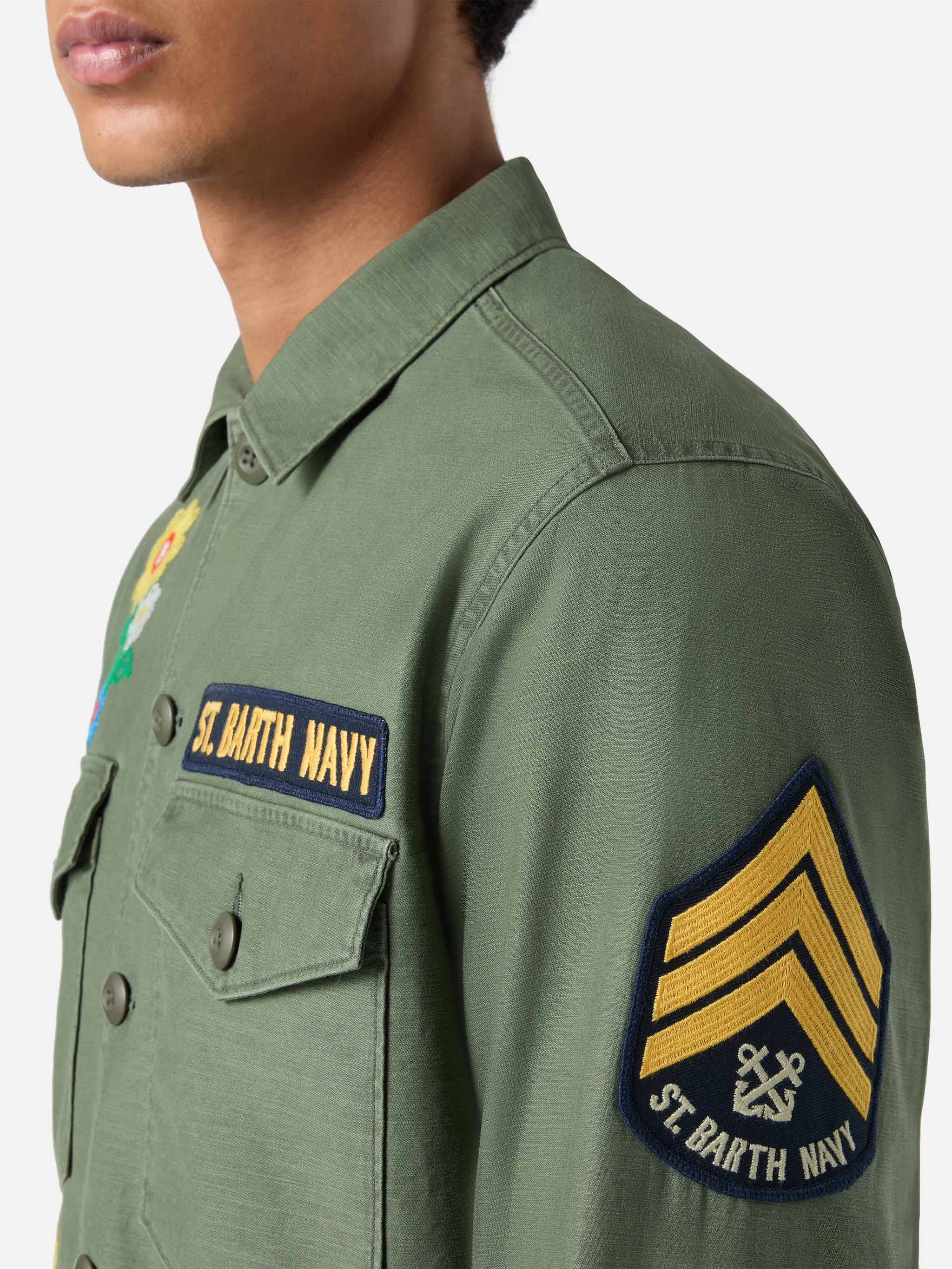 Sovracamicia Esteban ricamata in verde militare - Image 3