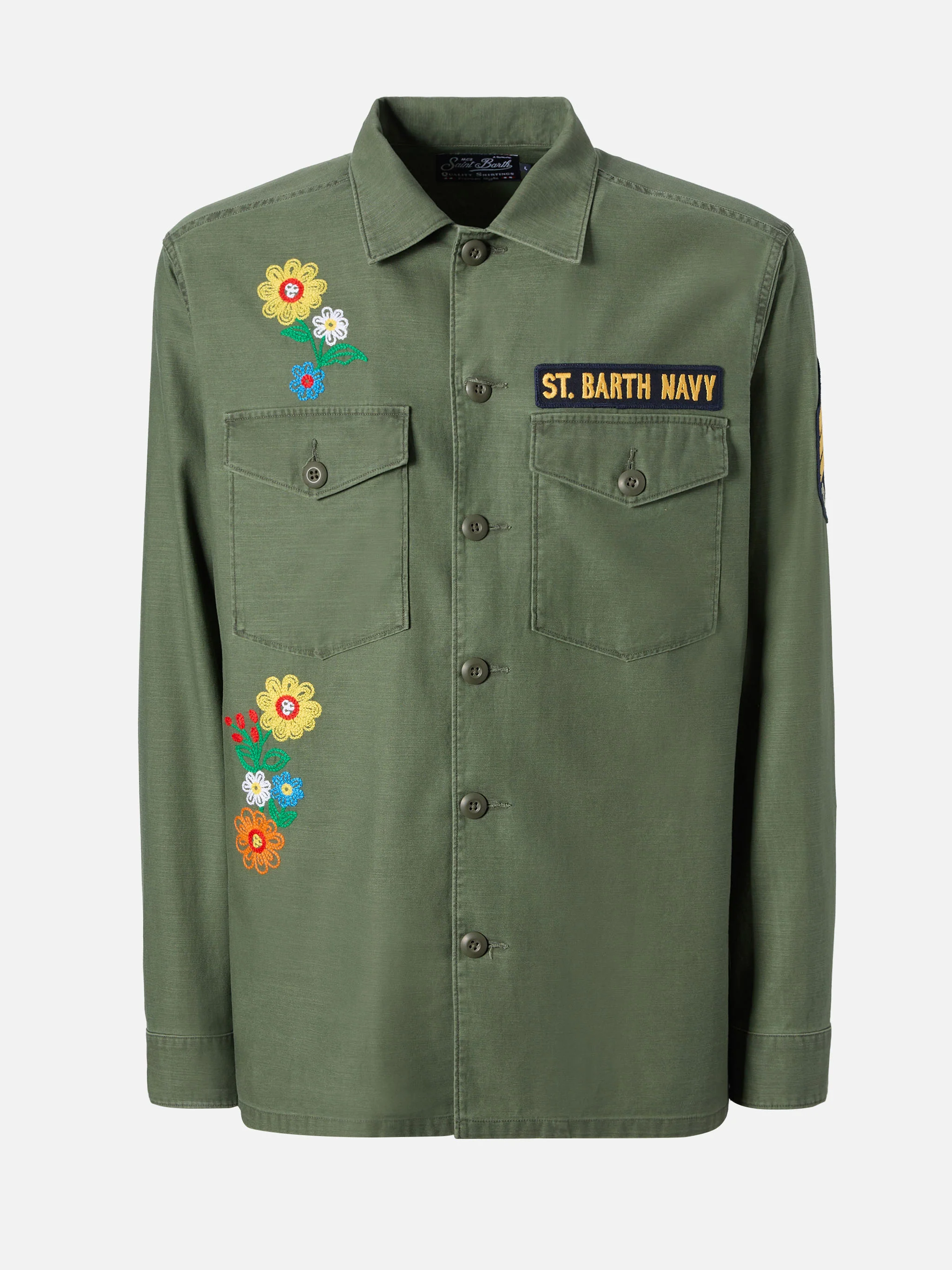 Sovracamicia Esteban ricamata in verde militare - Image 6