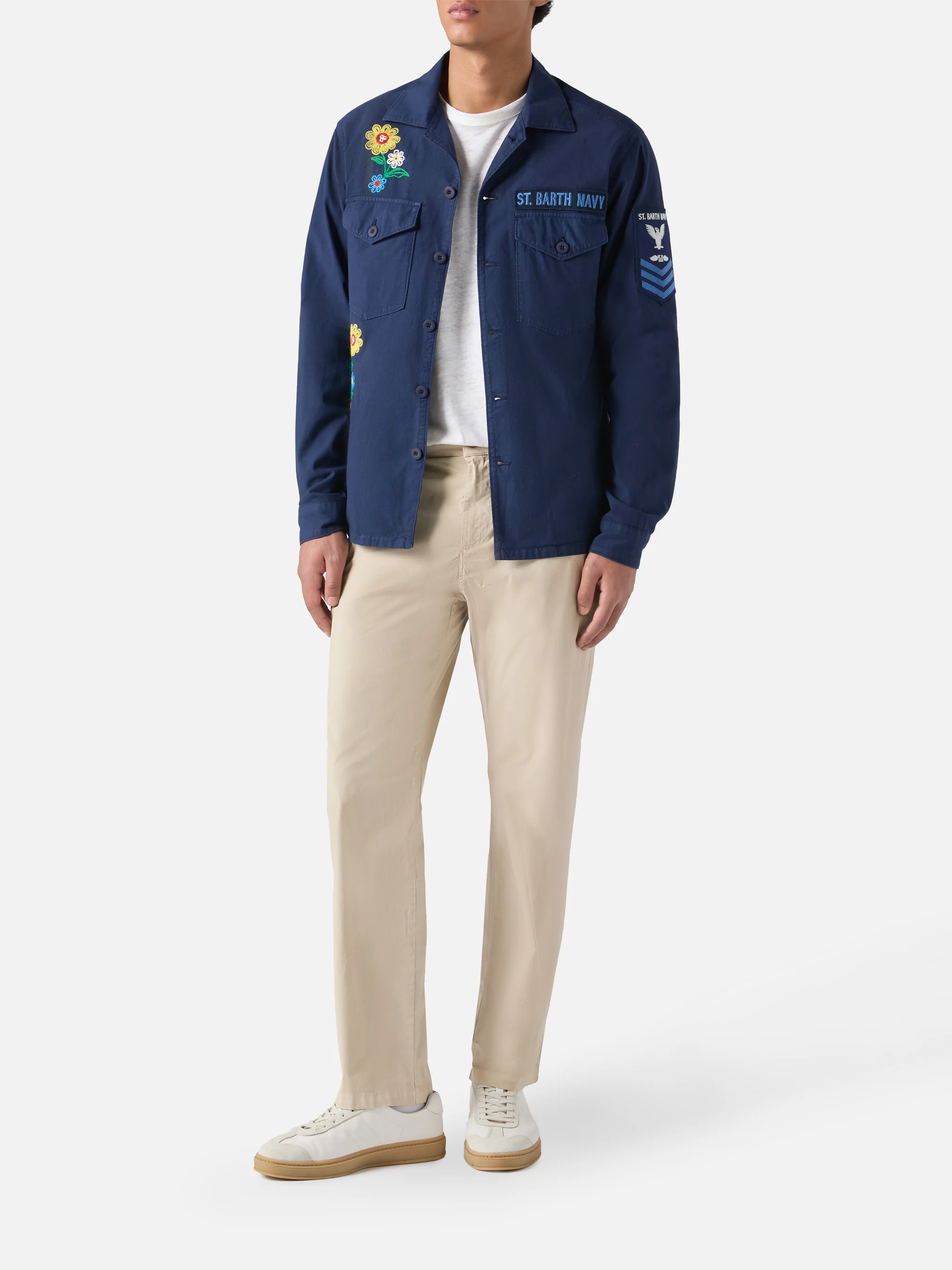 Sovracamicia Esteban ricamata in blu navy - Image 2