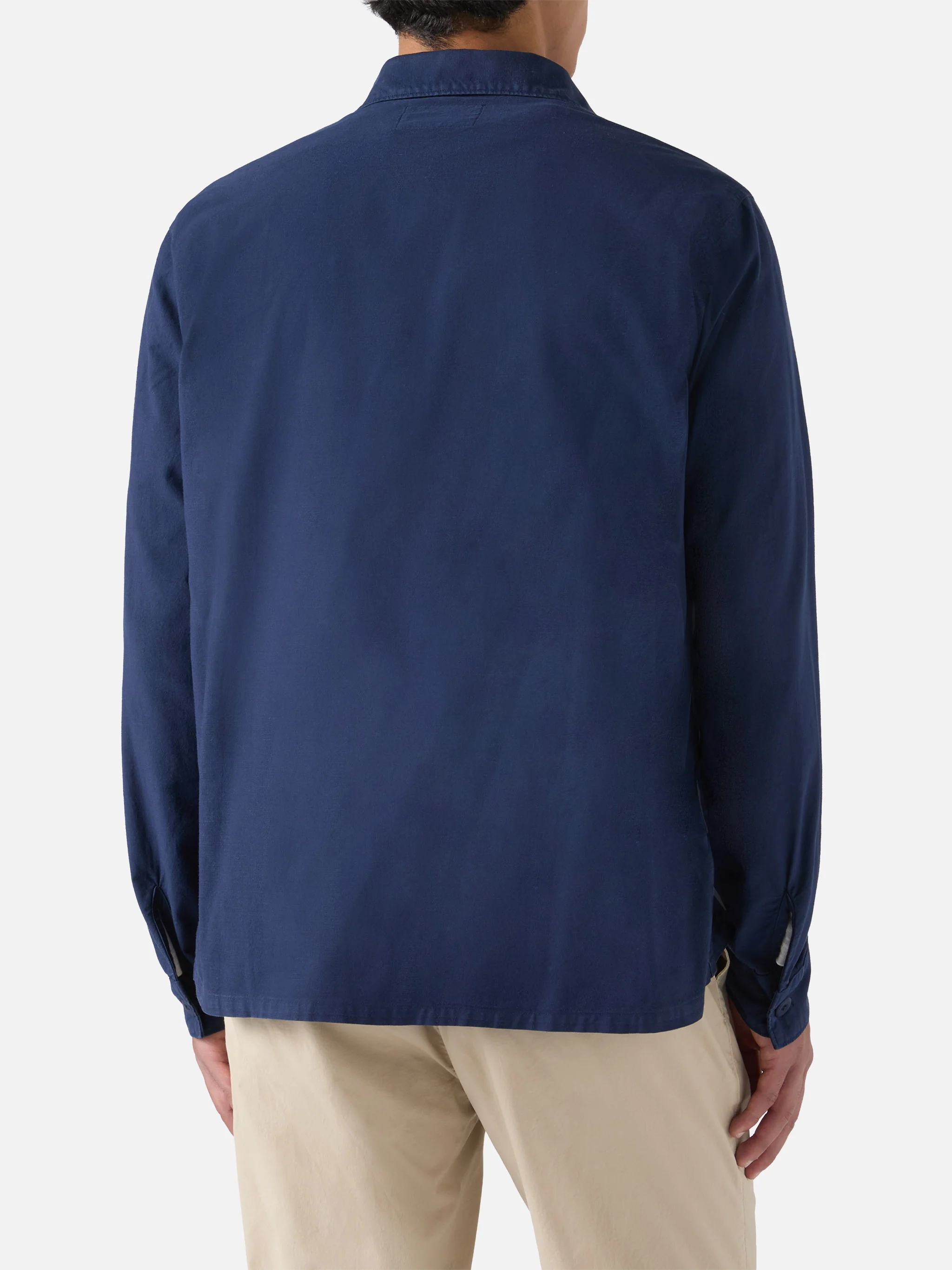 Sovracamicia Esteban ricamata in blu navy - Image 4
