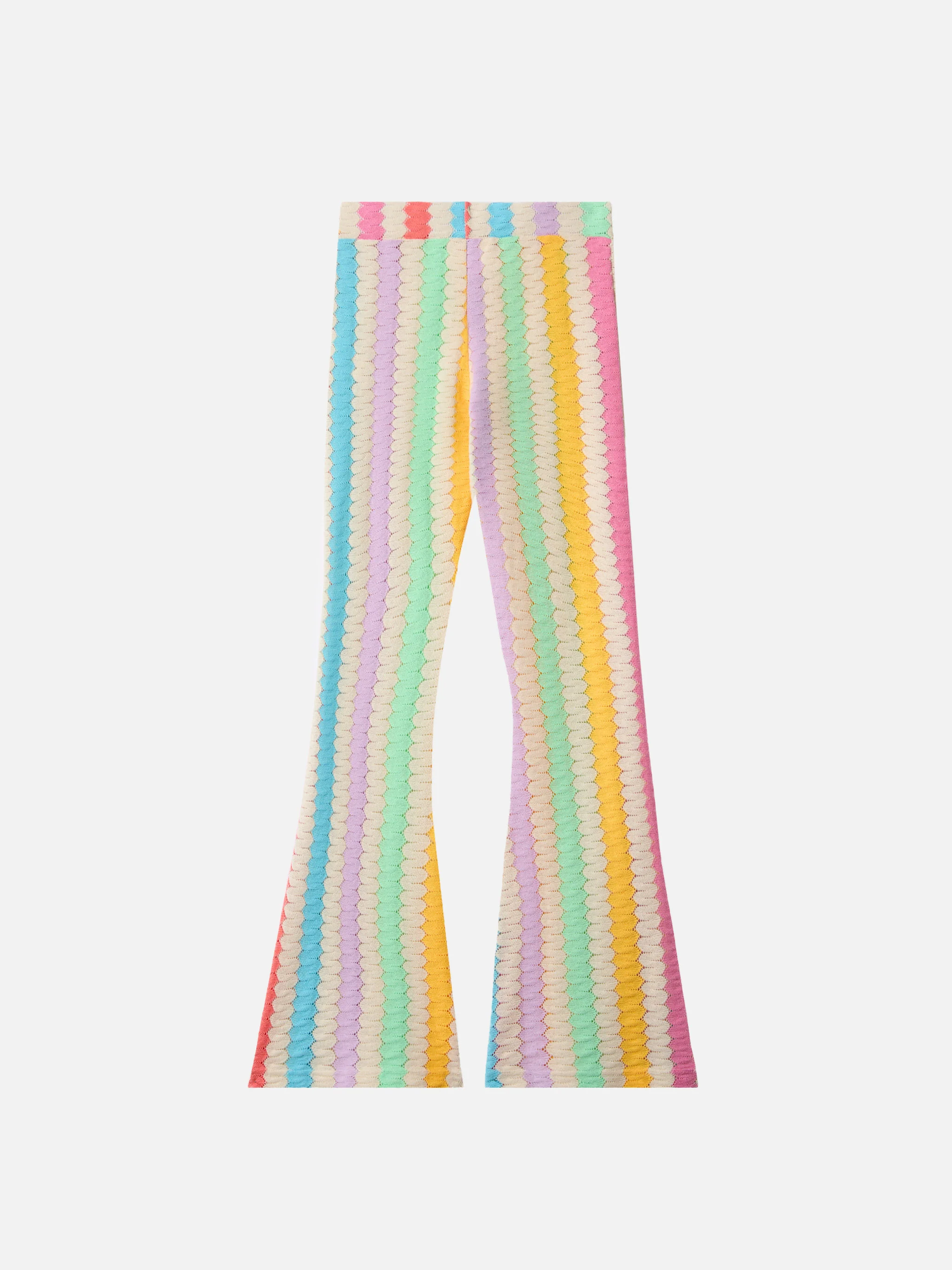 Pantaloni flare Gwenda Jr in tessuto raschel con motivo chevron verticale - Image 3