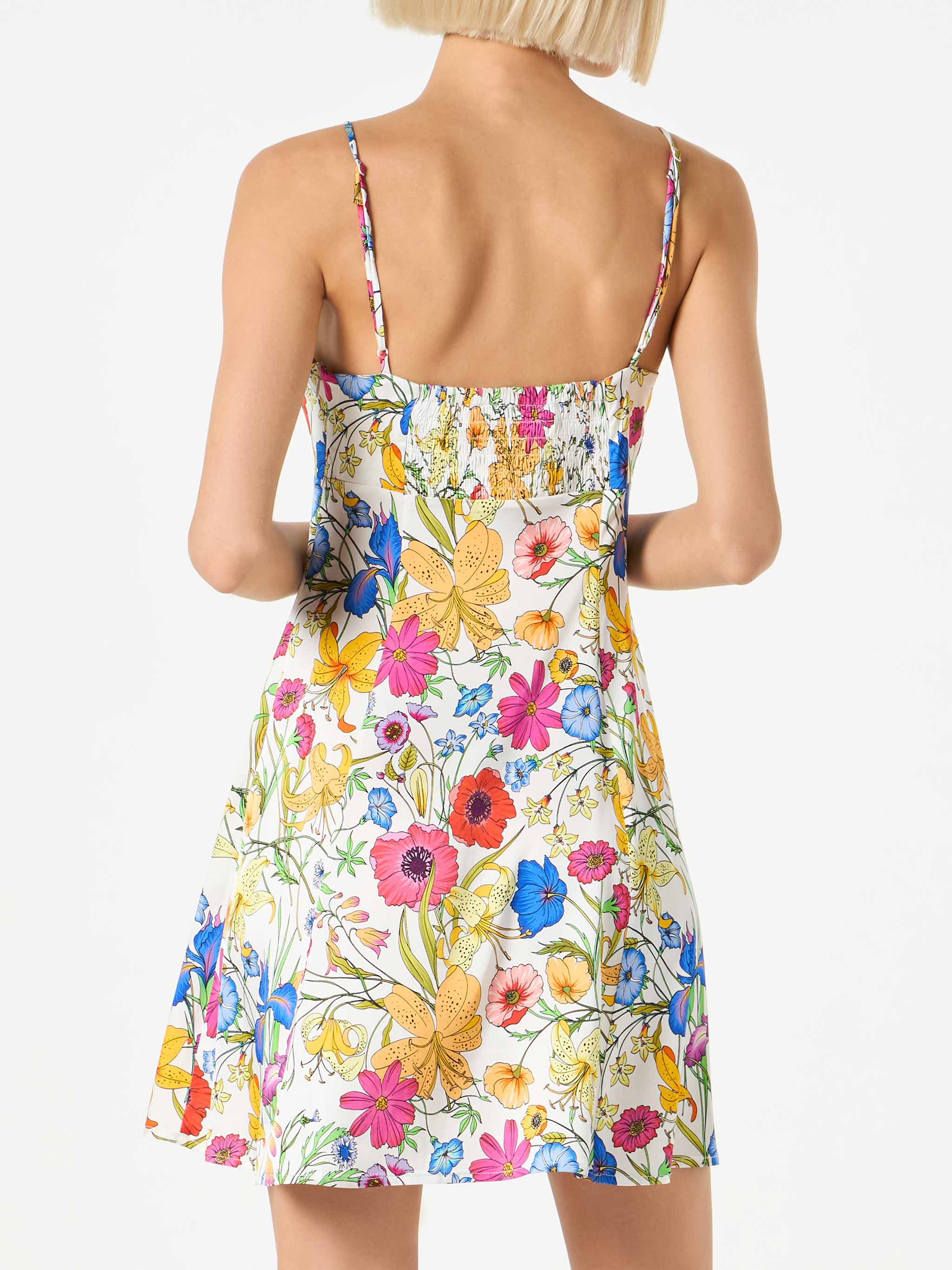 Abito Creamy in satin con stampa floreale multicolor - Image 3