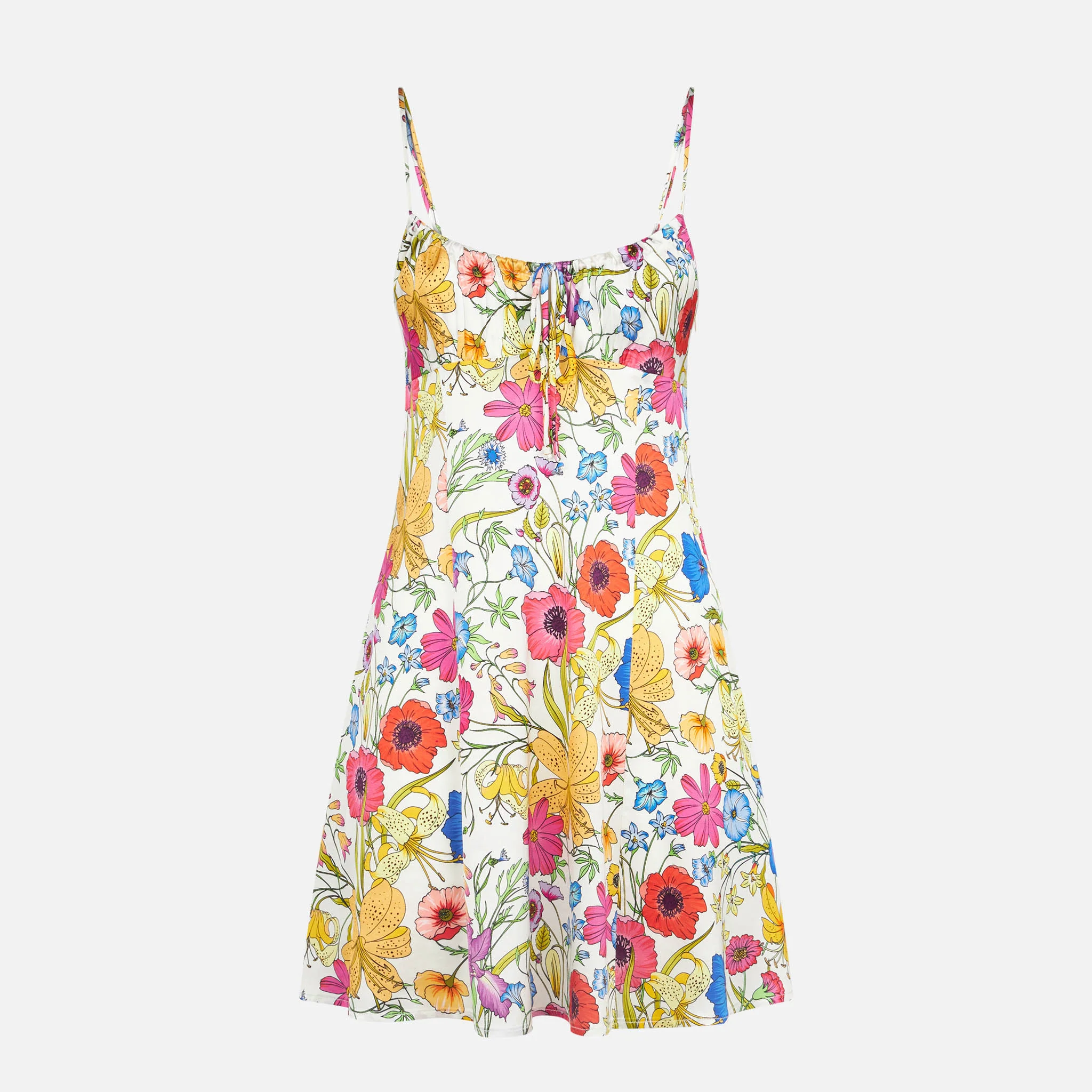 Abito Creamy in satin con stampa floreale multicolor - Image 4