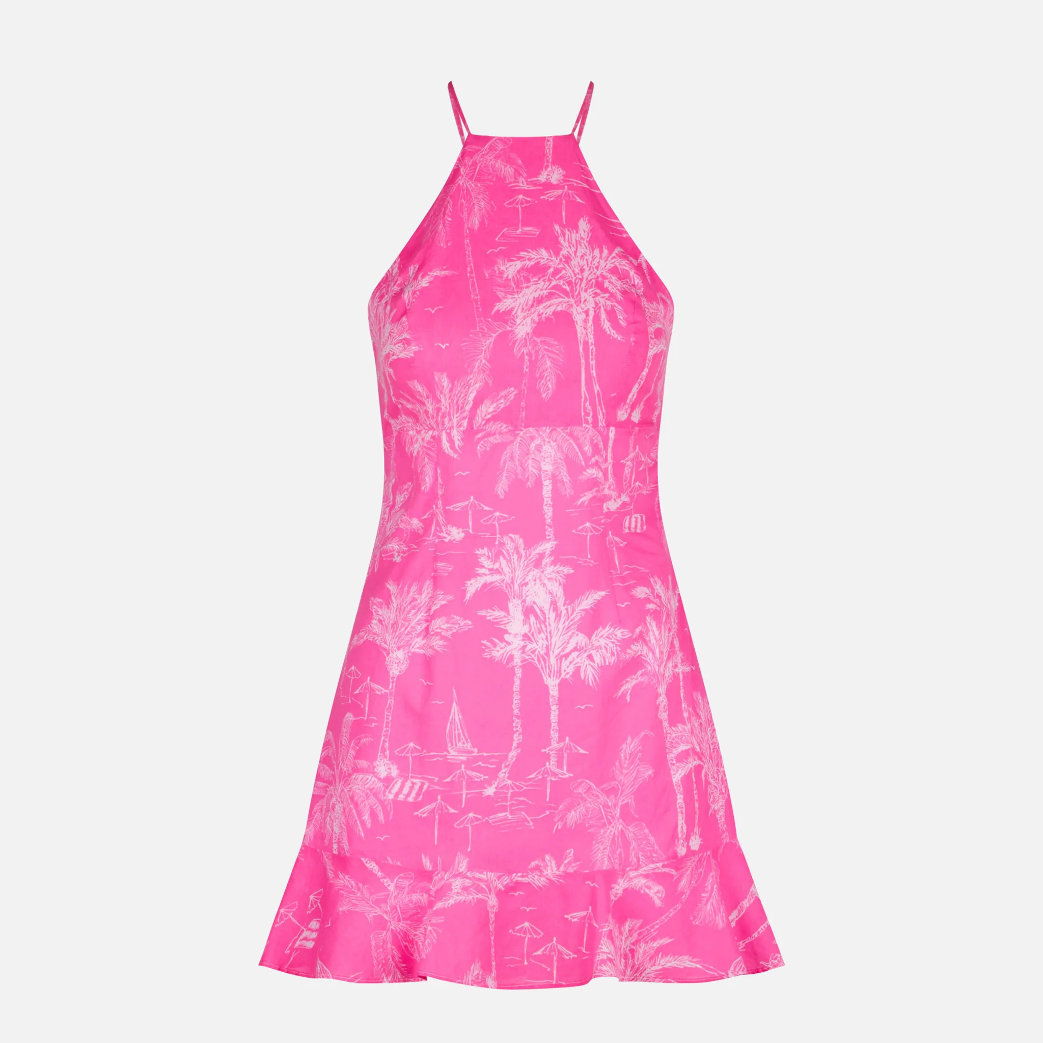 Abito sottoveste stampa toile de jouy rosa fluo - Image 4