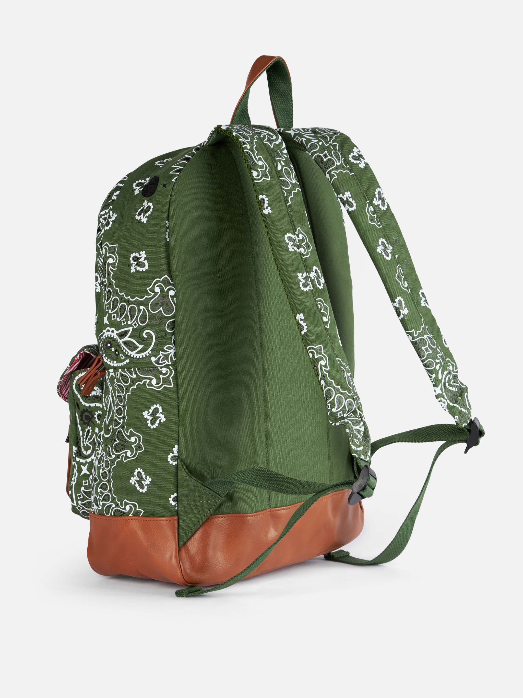 Zaino in tela Cody con stampa bandana verde - Image 3