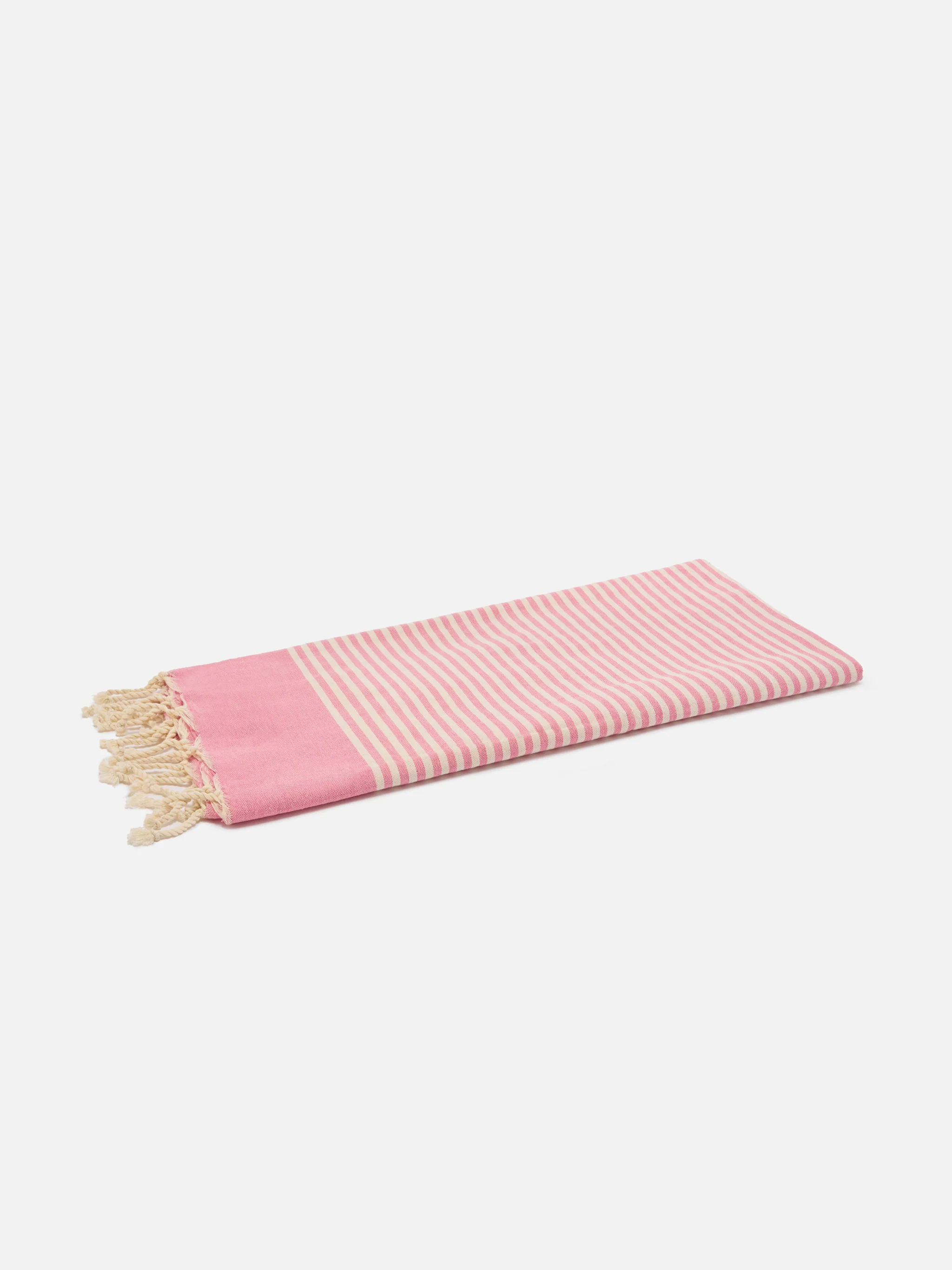 Telo mare Foutas a righe piccole rosa e bianche - Image 2