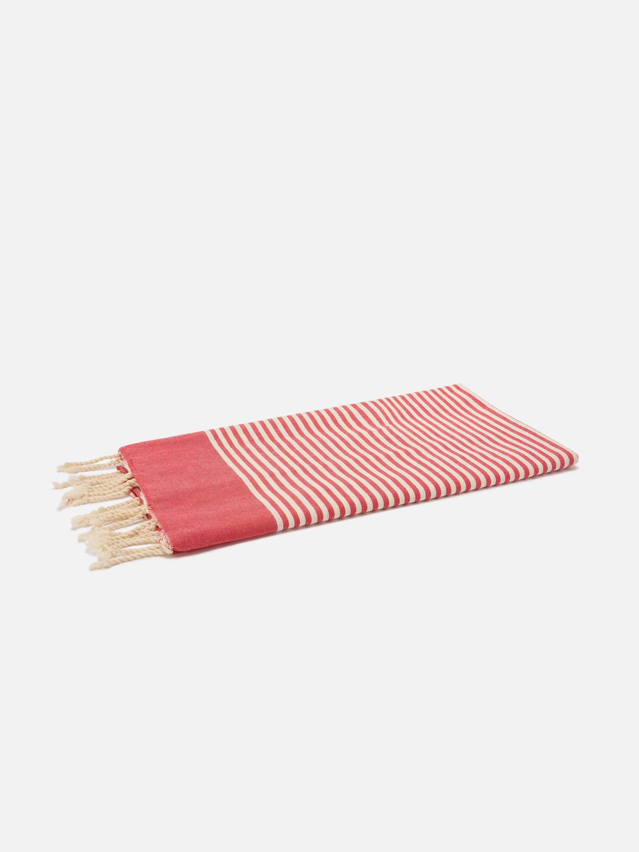Telo mare Foutas a righe piccole rosse e bianche - Image 2