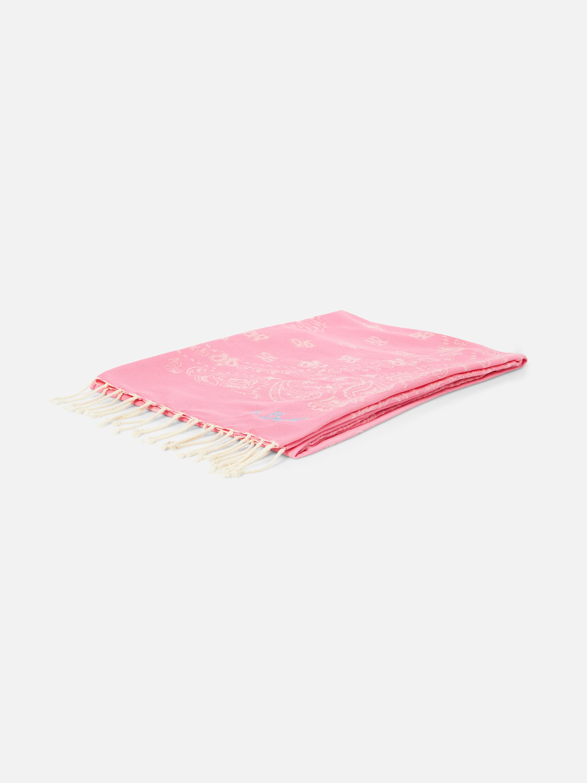 Telo mare Foutas in cotone jacquard con fantasia bandana rosa - Image 3