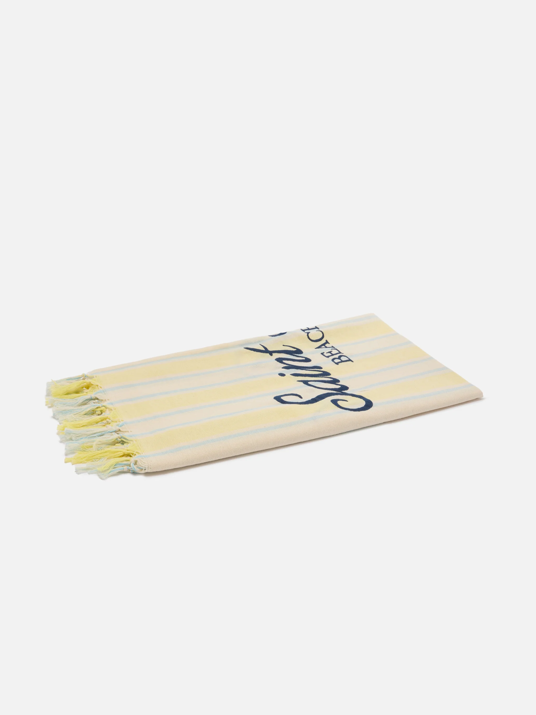 Telo mare Foutas Lighta righe giallo e bianco con logo ricamato - Image 2