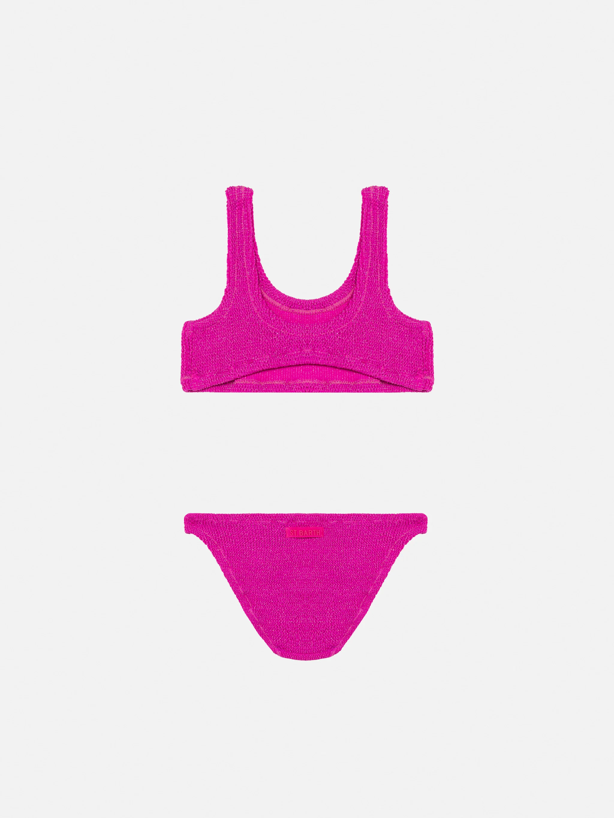 Bikini a triangolo Baker in crinkle fucsia - Image 2
