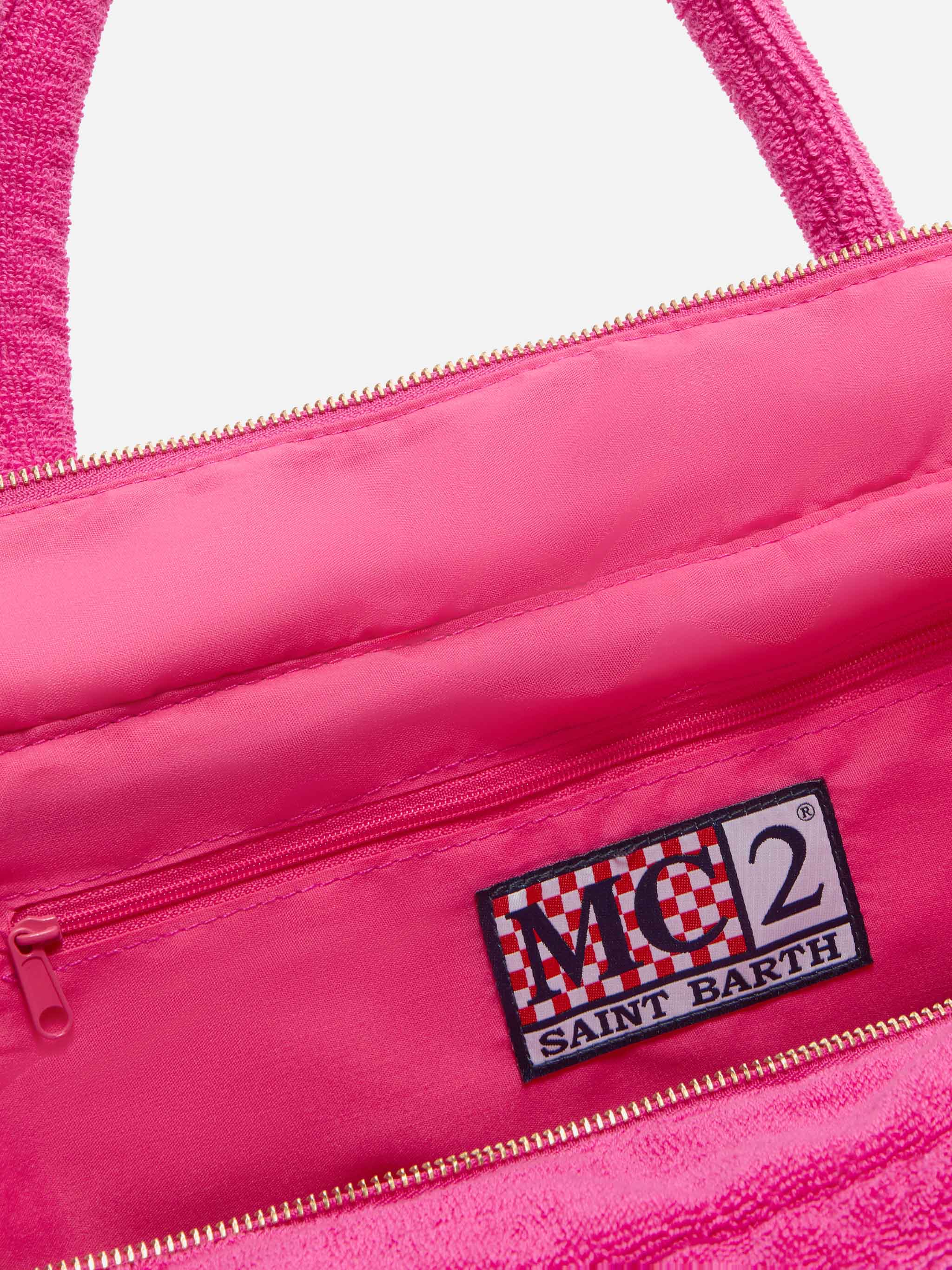 Borsa Vanity regular in tessuto effetto spugna fucsia tinta unita - Image 4