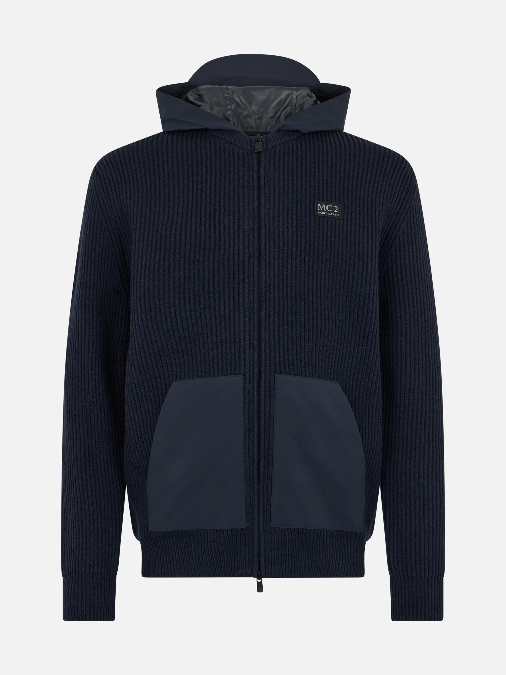 Maglia Wiberg full zip in misto tessuto tecnico blu navy tinta unita - Image 4