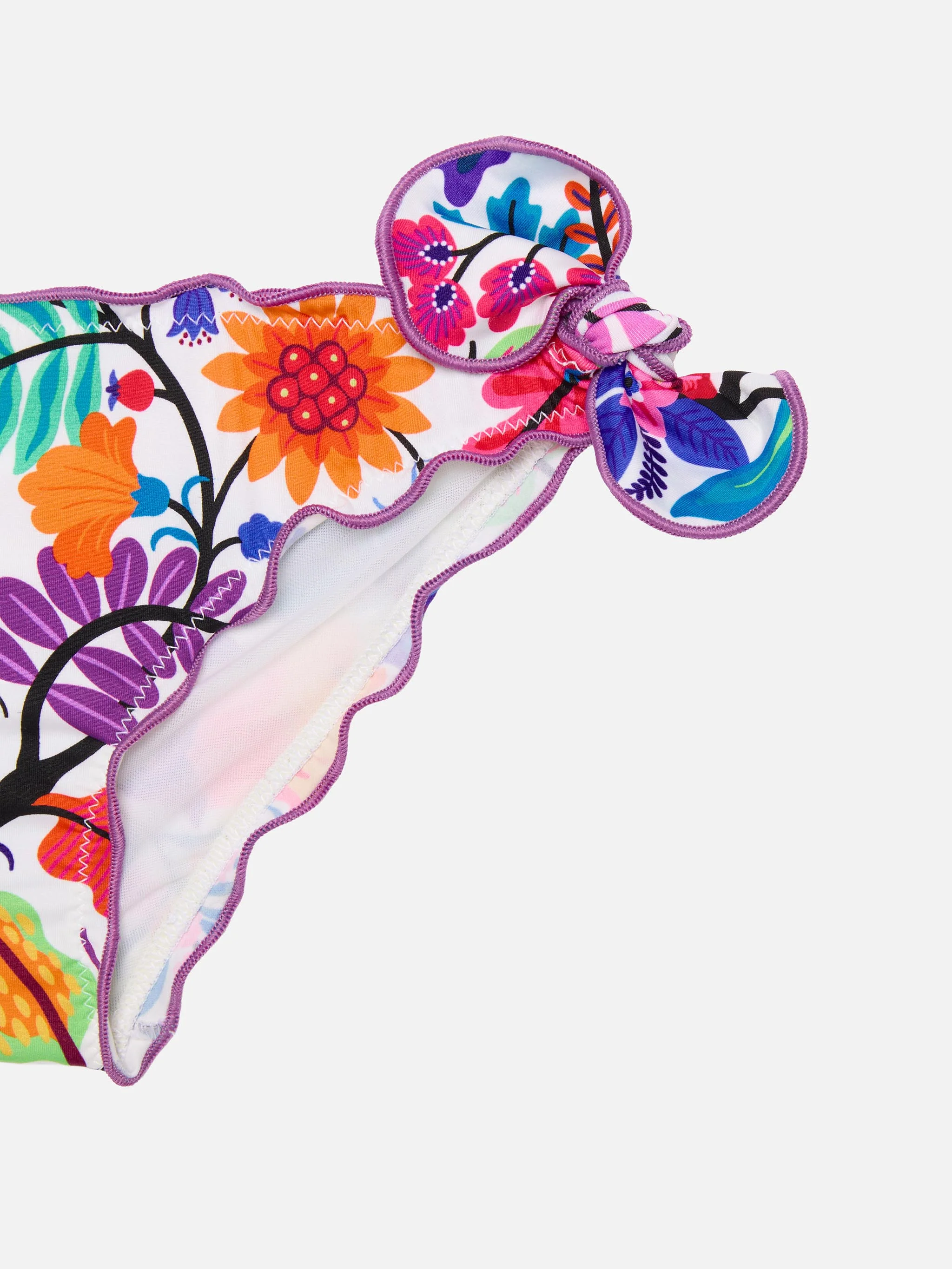 Bikini da bambina a fascia con fiori multicolore - Image 3