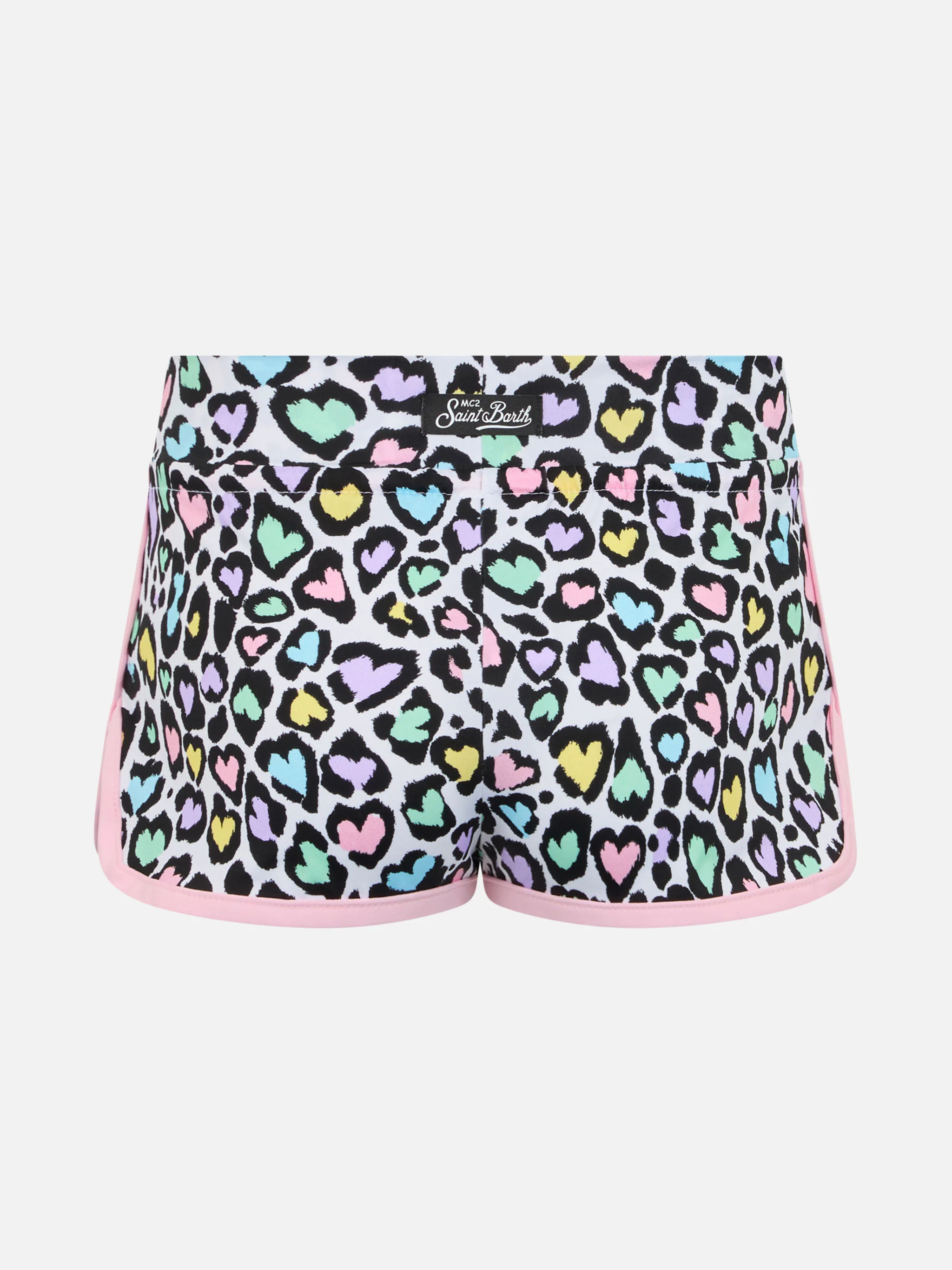 Pantaloncini da spiaggia da bambina Coco con stampa animalier a cuori - Image 2