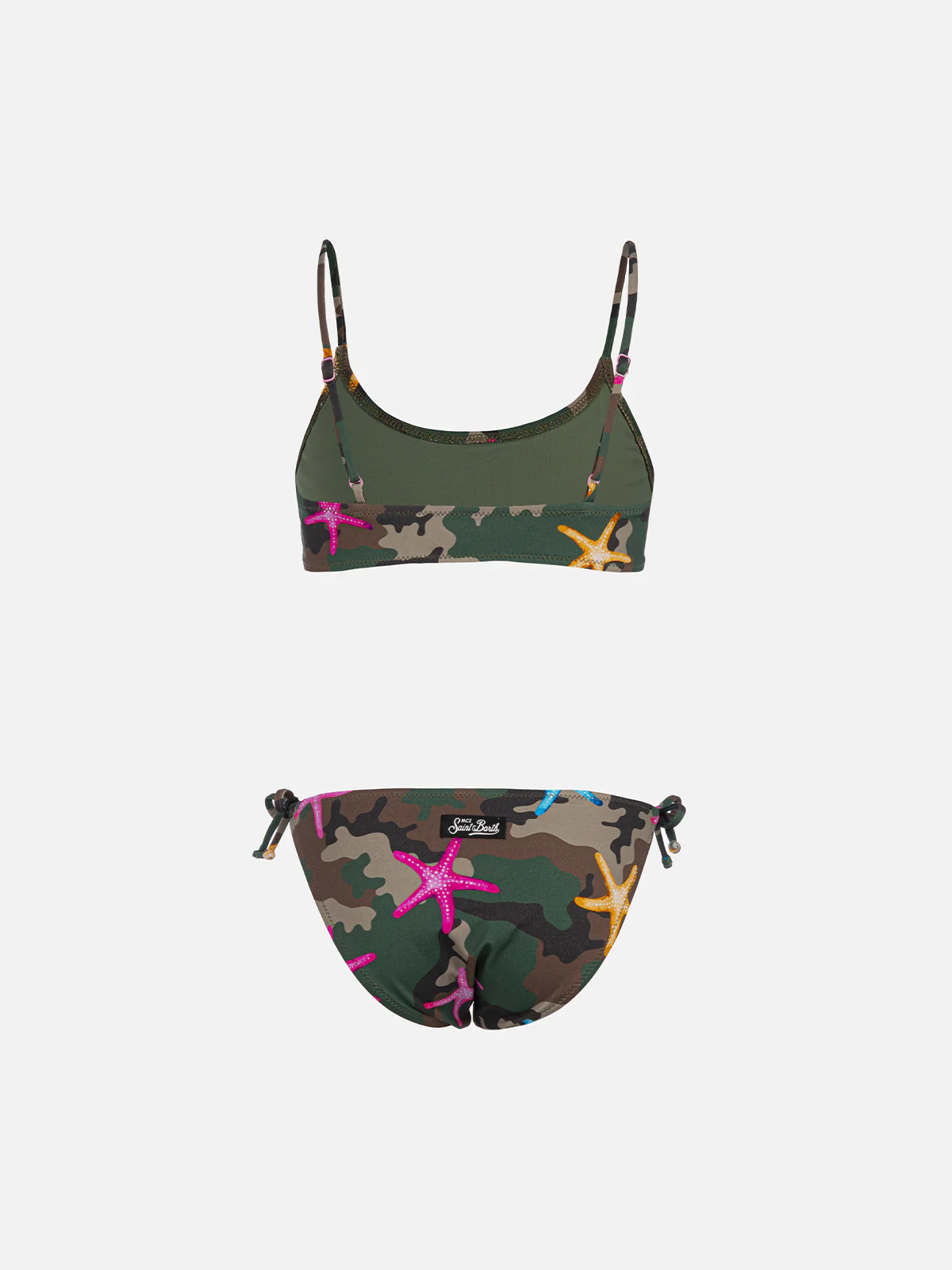 Bikini a bralette da bambina Jaiden con stella marina su stampa mimetica - Image 2