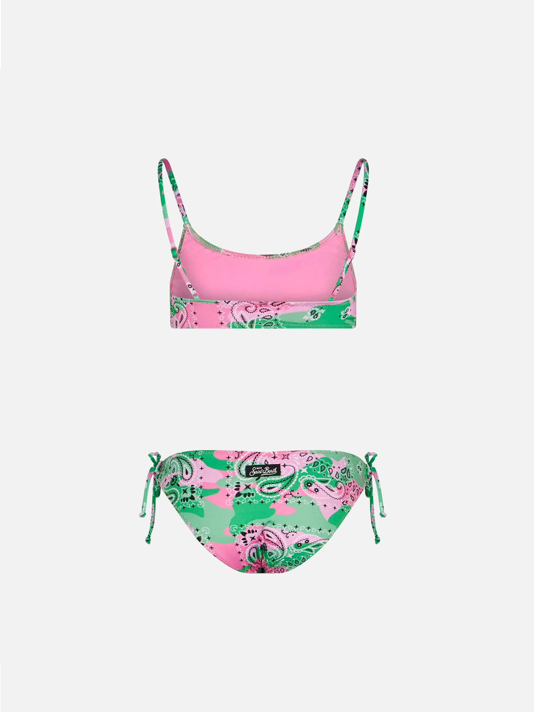 Bikini da bambina a bralette con stampa mimetica - Image 2
