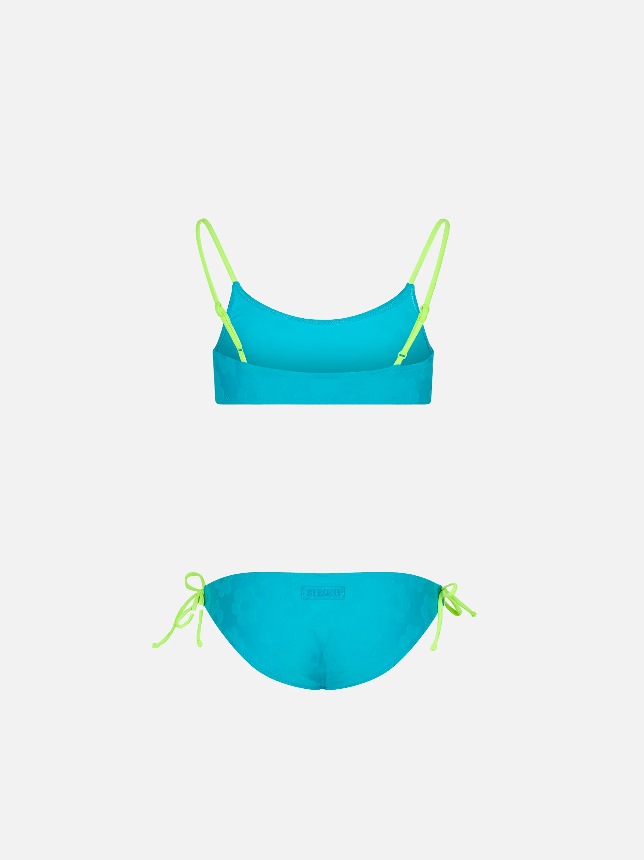 Bikini da bambina a bralette in spugna con fiori in rilievo - Image 2