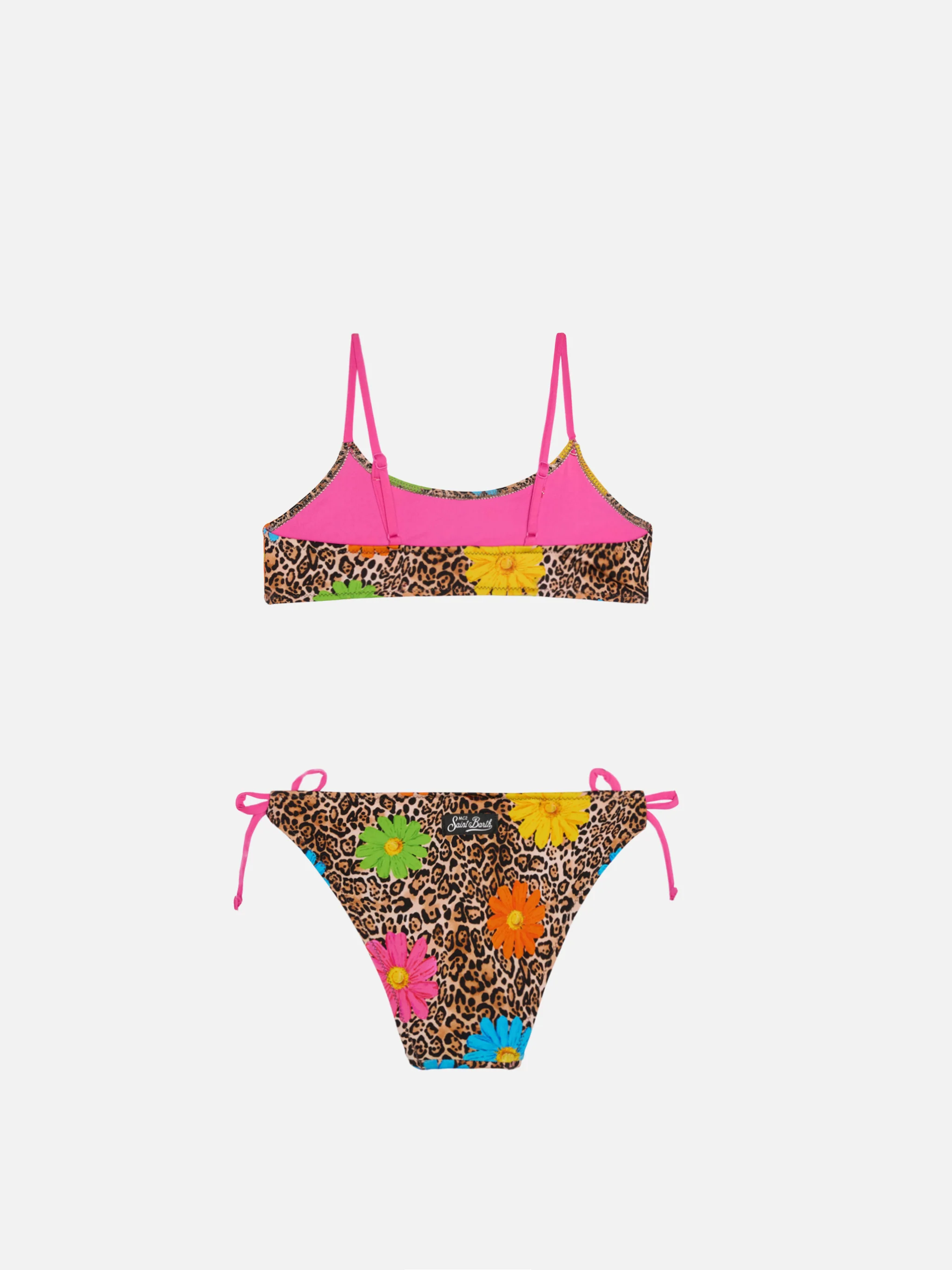 Bikini da bambina a bralette con stampa leopardata - Image 2