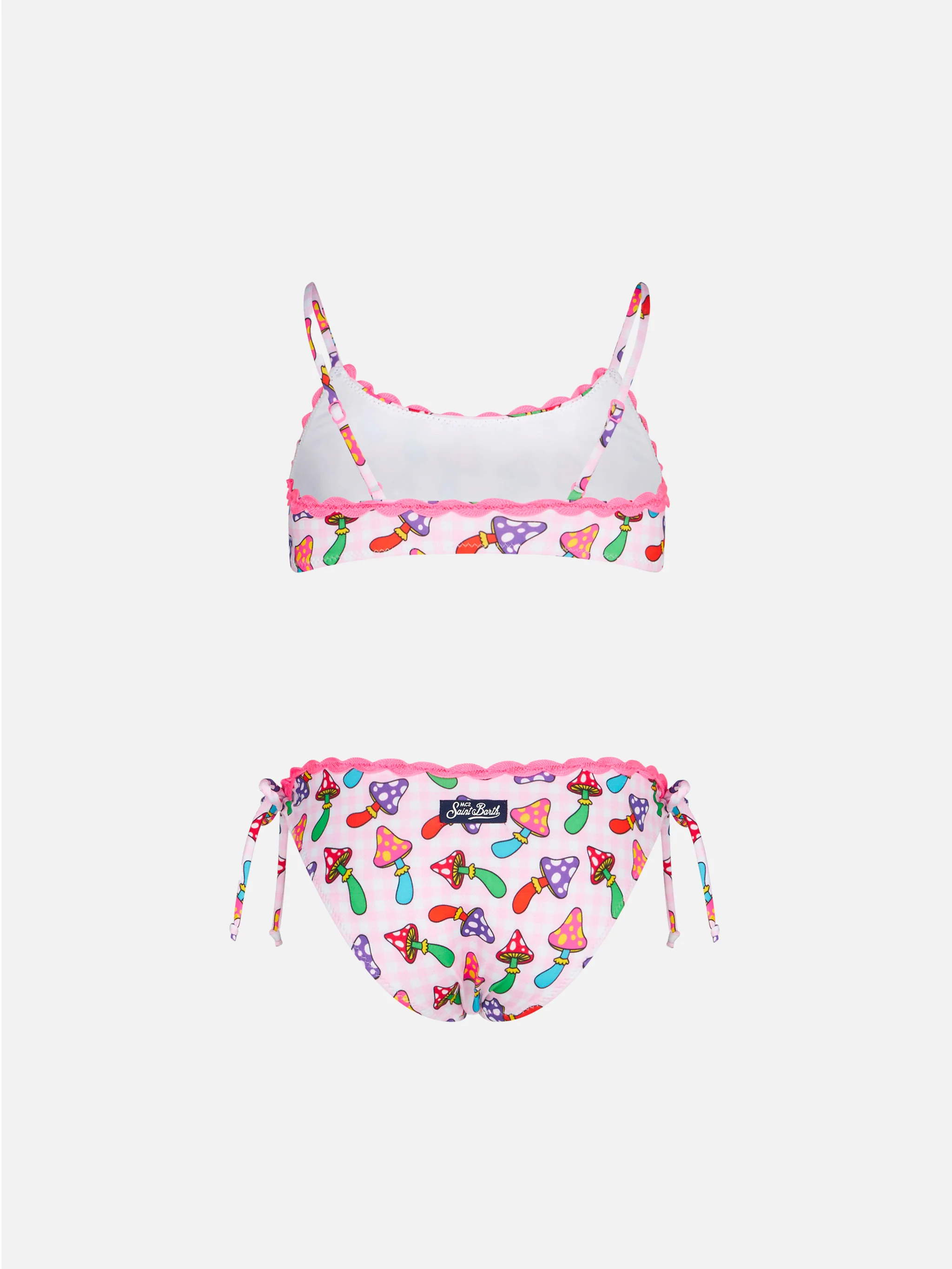Bikini da bambina a bralette con stampa funghi - Image 2