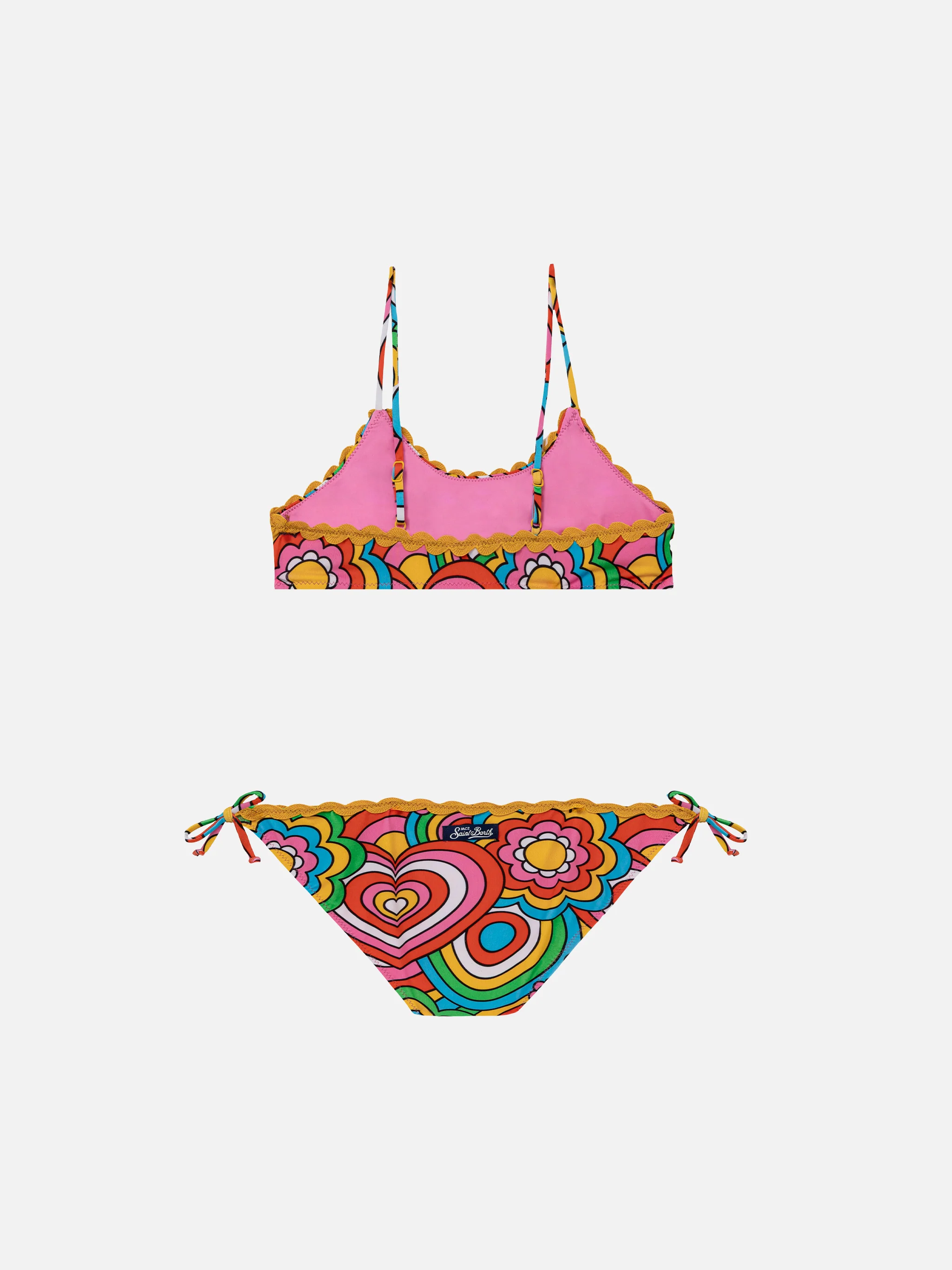 Bikini da bambina a bralette con stampa multicolore - Image 2