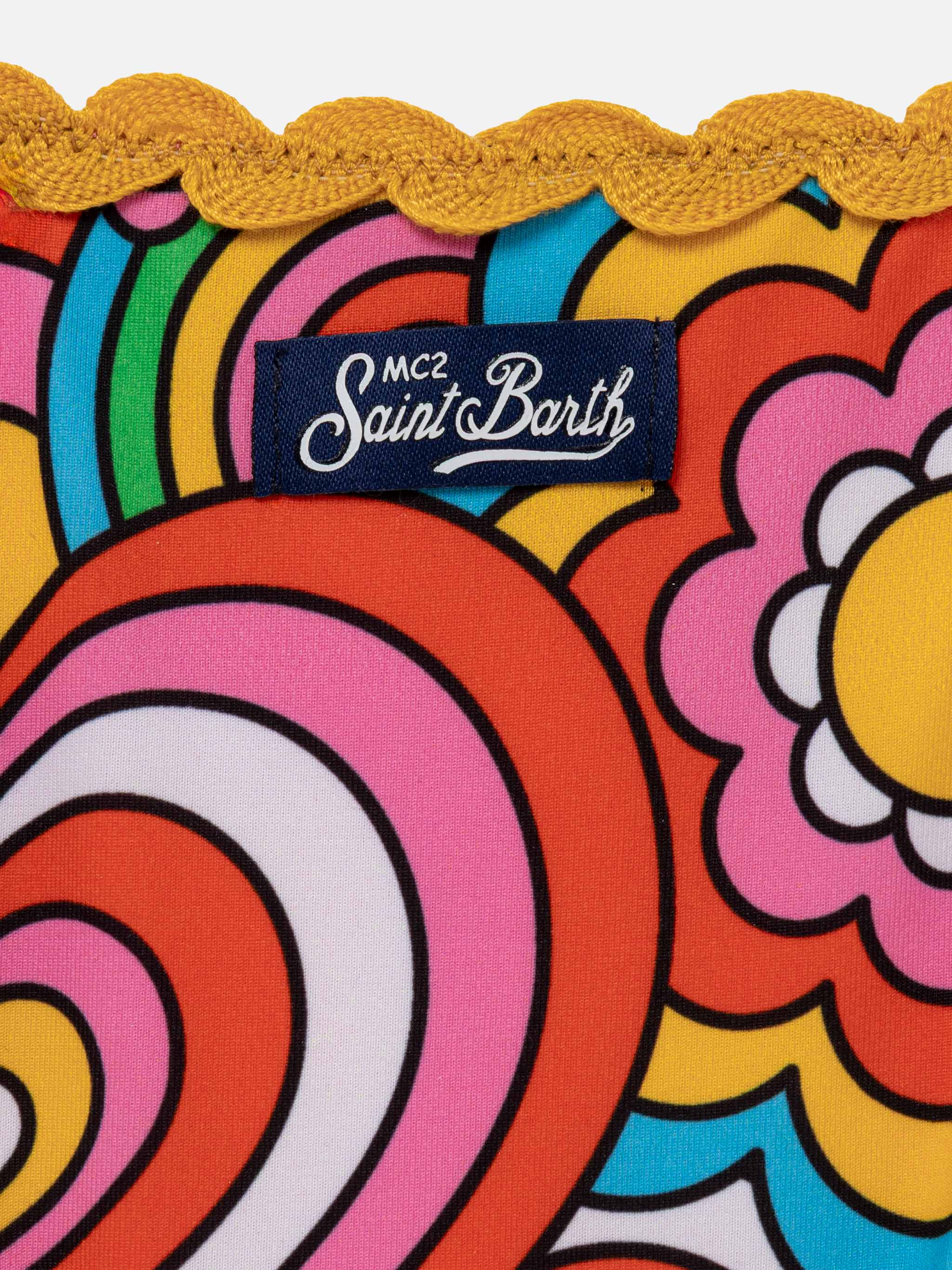 Bikini da bambina a bralette con stampa multicolore - Image 3
