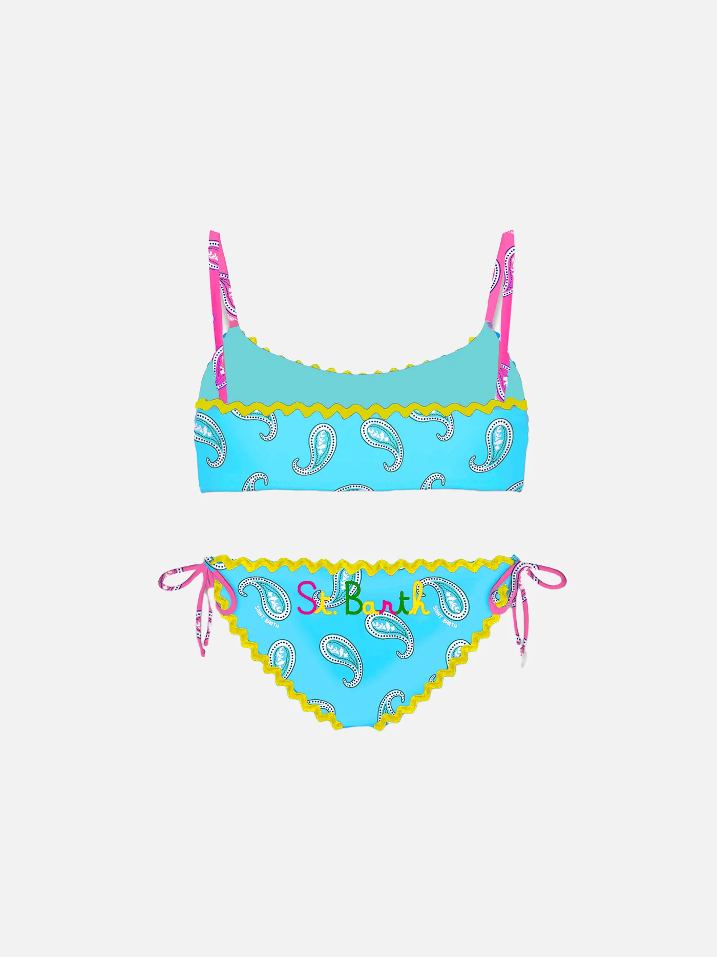 Bikini da bambina a bralette con stampa paisley - Image 2