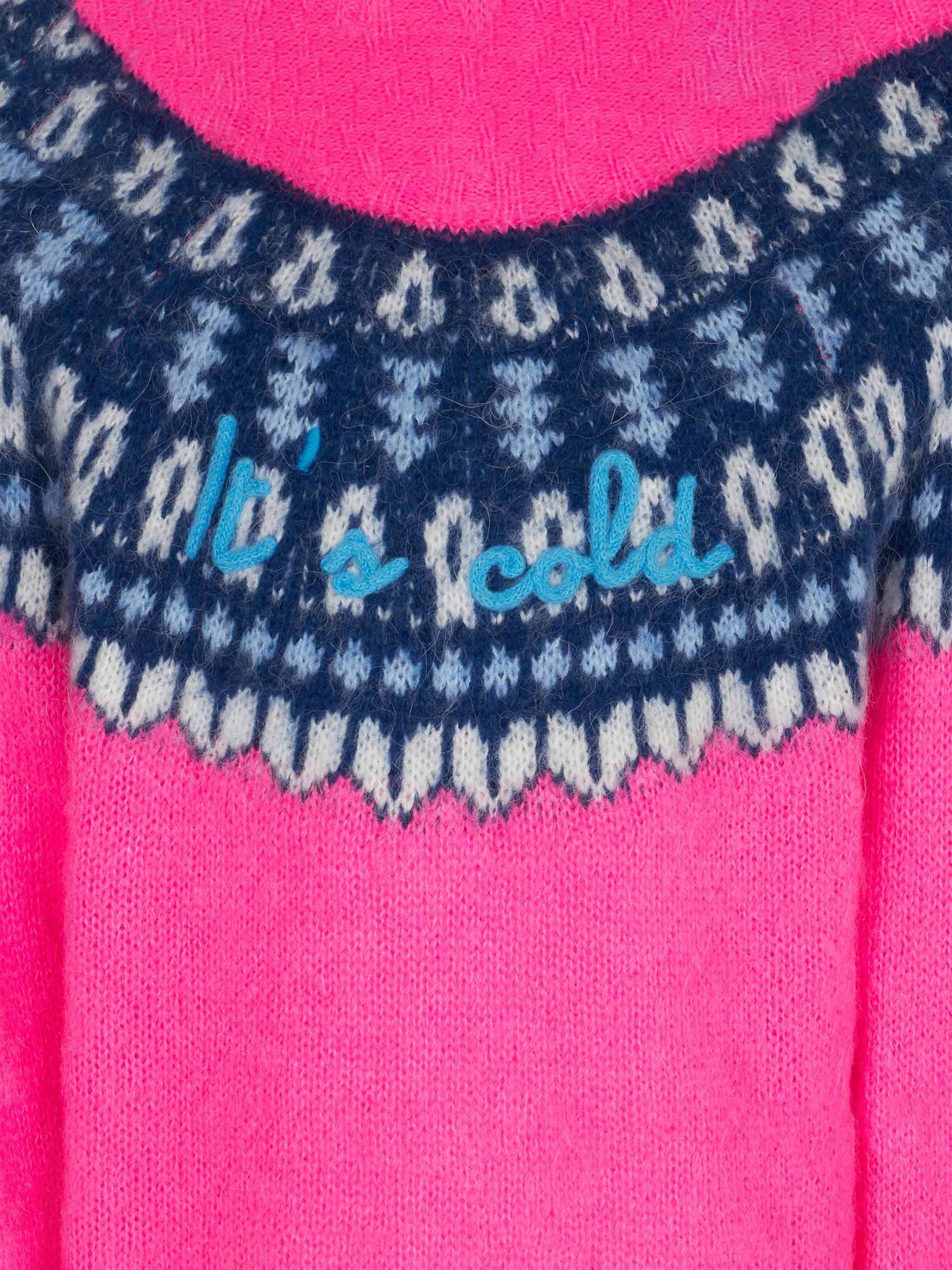 Maglione da bambina girocollo garzato con jacquard nordico - Image 3