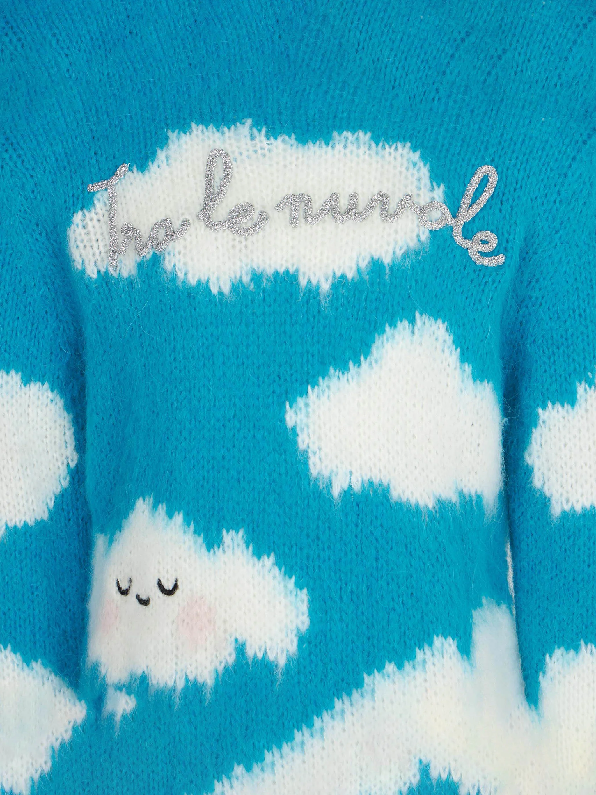 Maglione garzato da bambina con ricamo Tra le nuvole - Image 2