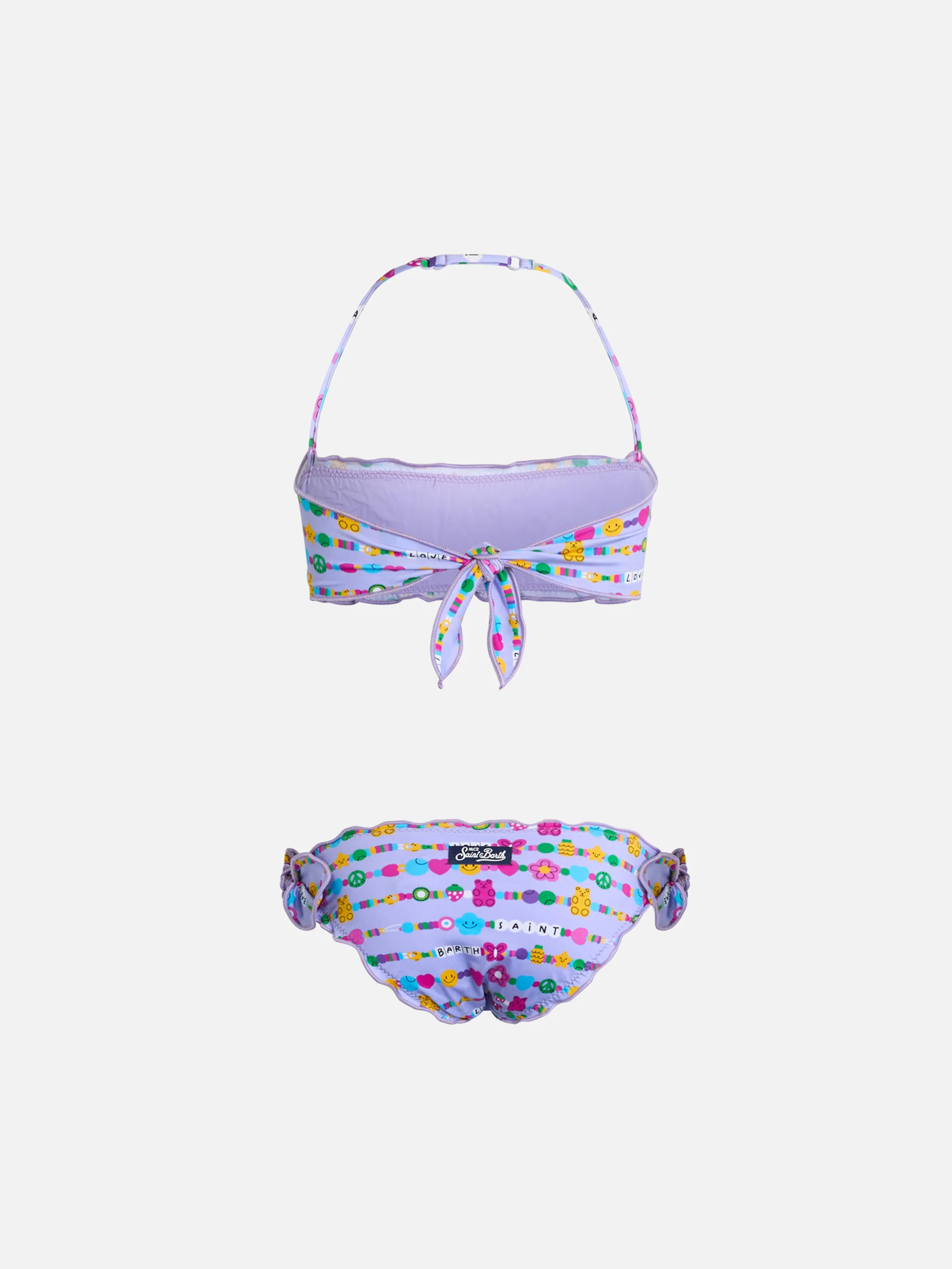 Bikini classico a fascia da bambina Emy con stampa bracciali - Image 2