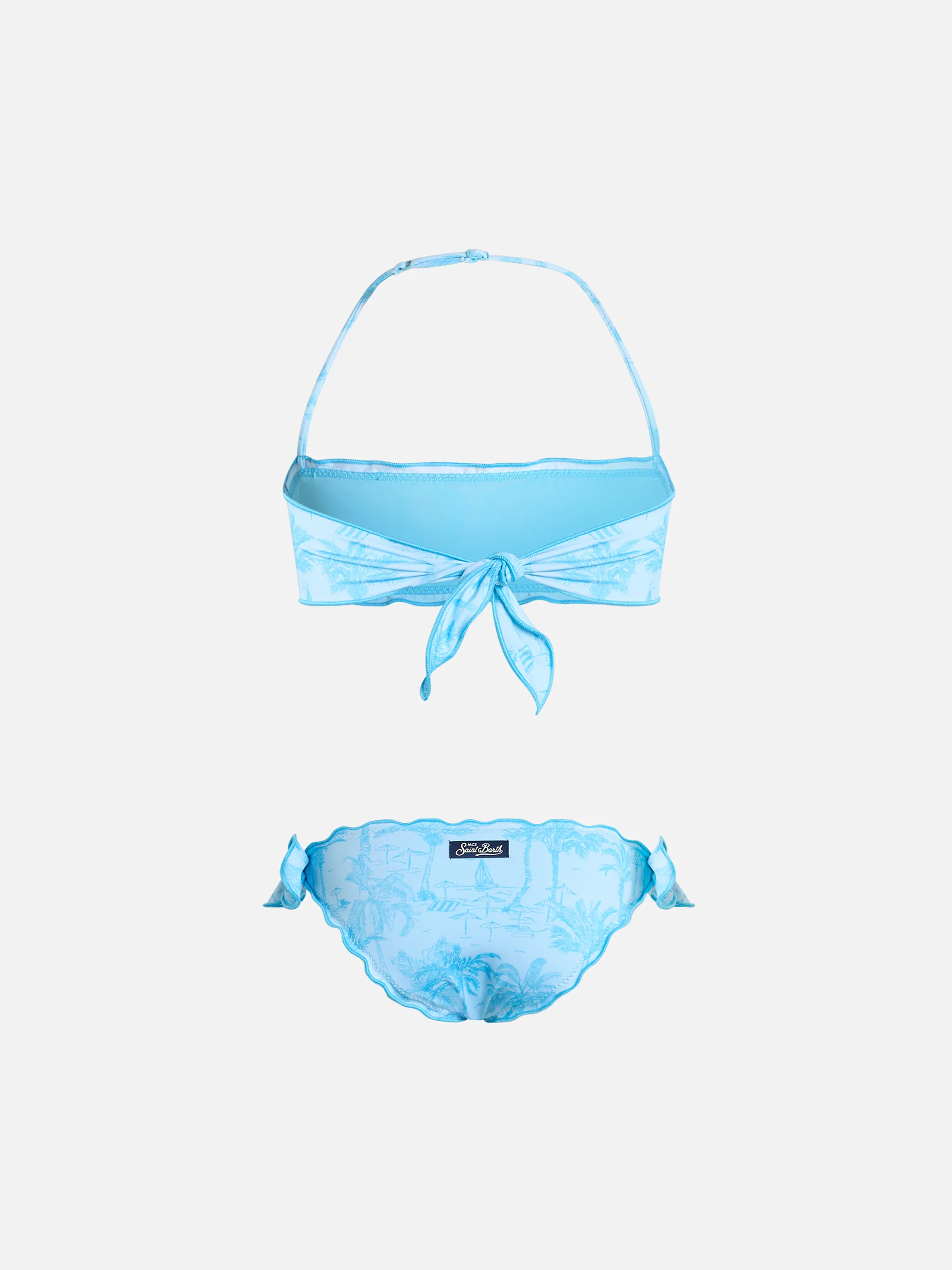 Bikini classico a fascia da bambina Emy con stampa toile de jouy - Image 2