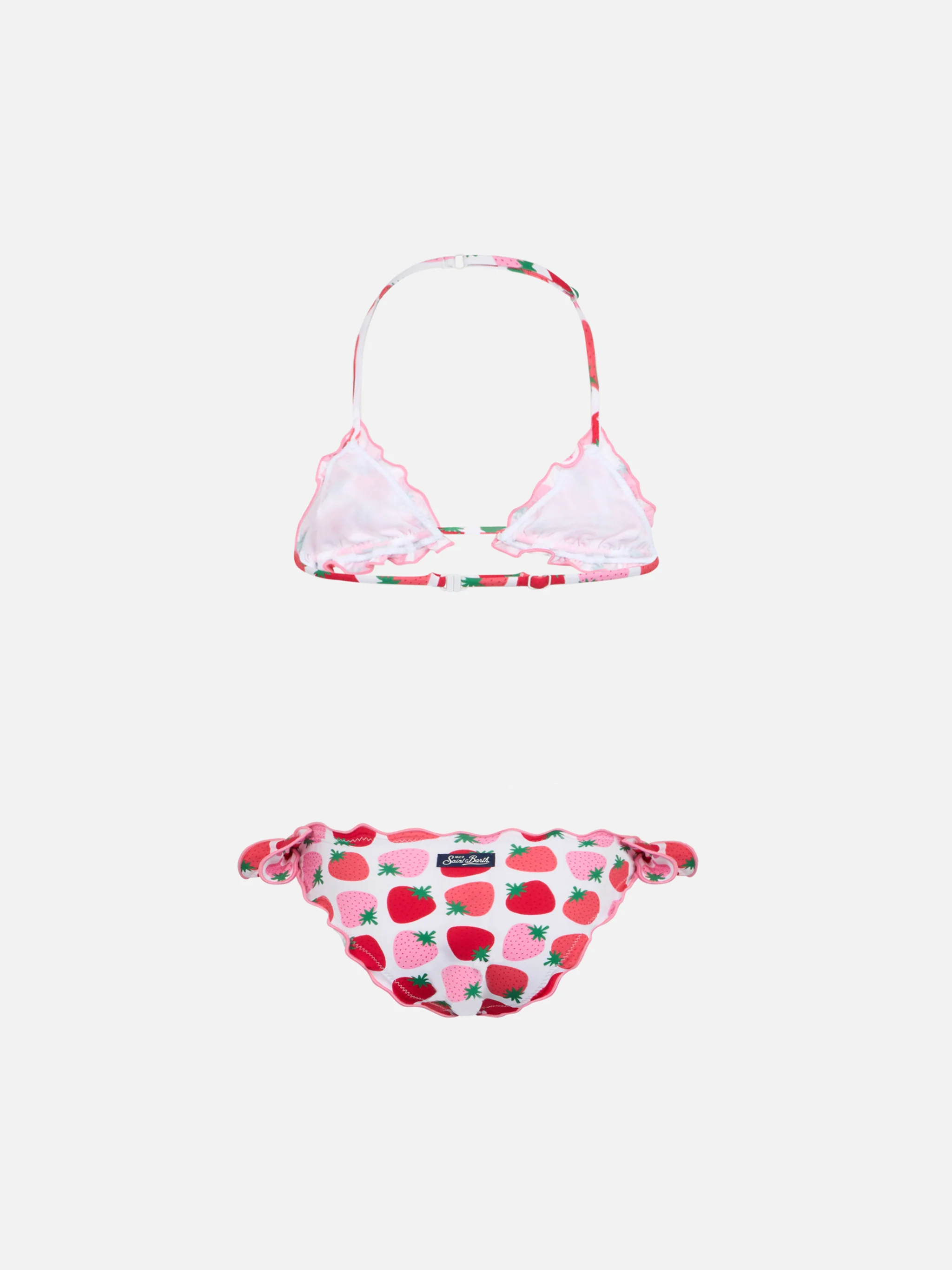 Bikini classico a triangolo da bambina Cris con stampa fragole - Image 2
