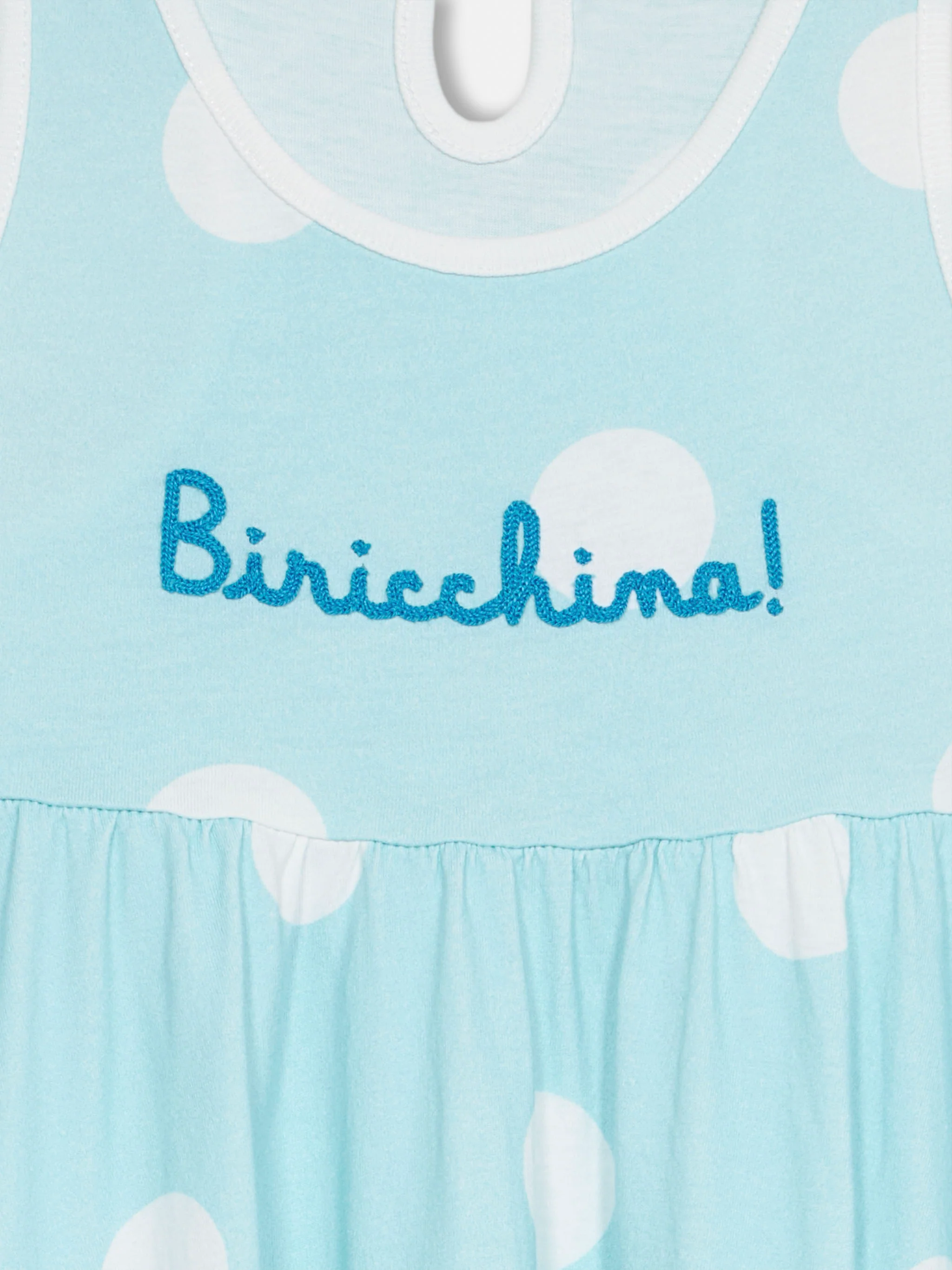 Abito da bambina in cotone Masha con stampa e ricamo "Biricchina" - Image 3