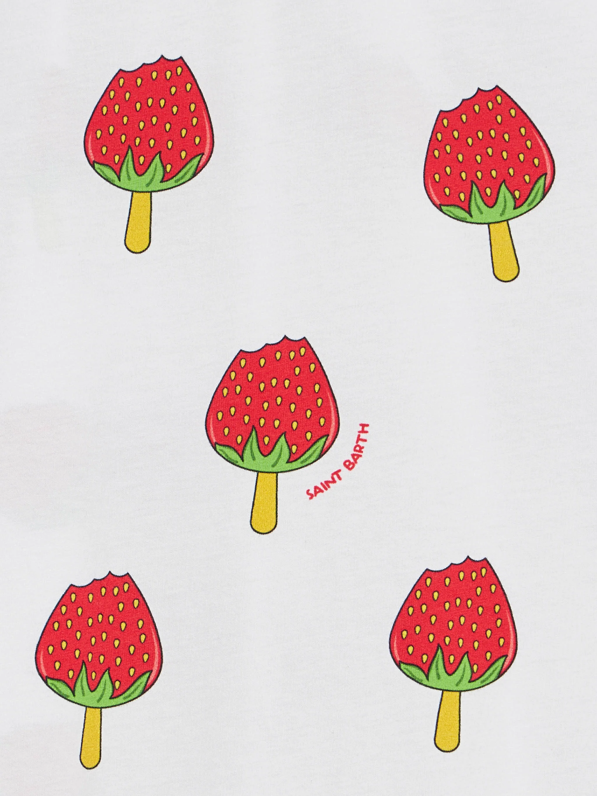 Abito in cotone da bambina Masha con stampa ghiacciolo alla fragola - Image 3