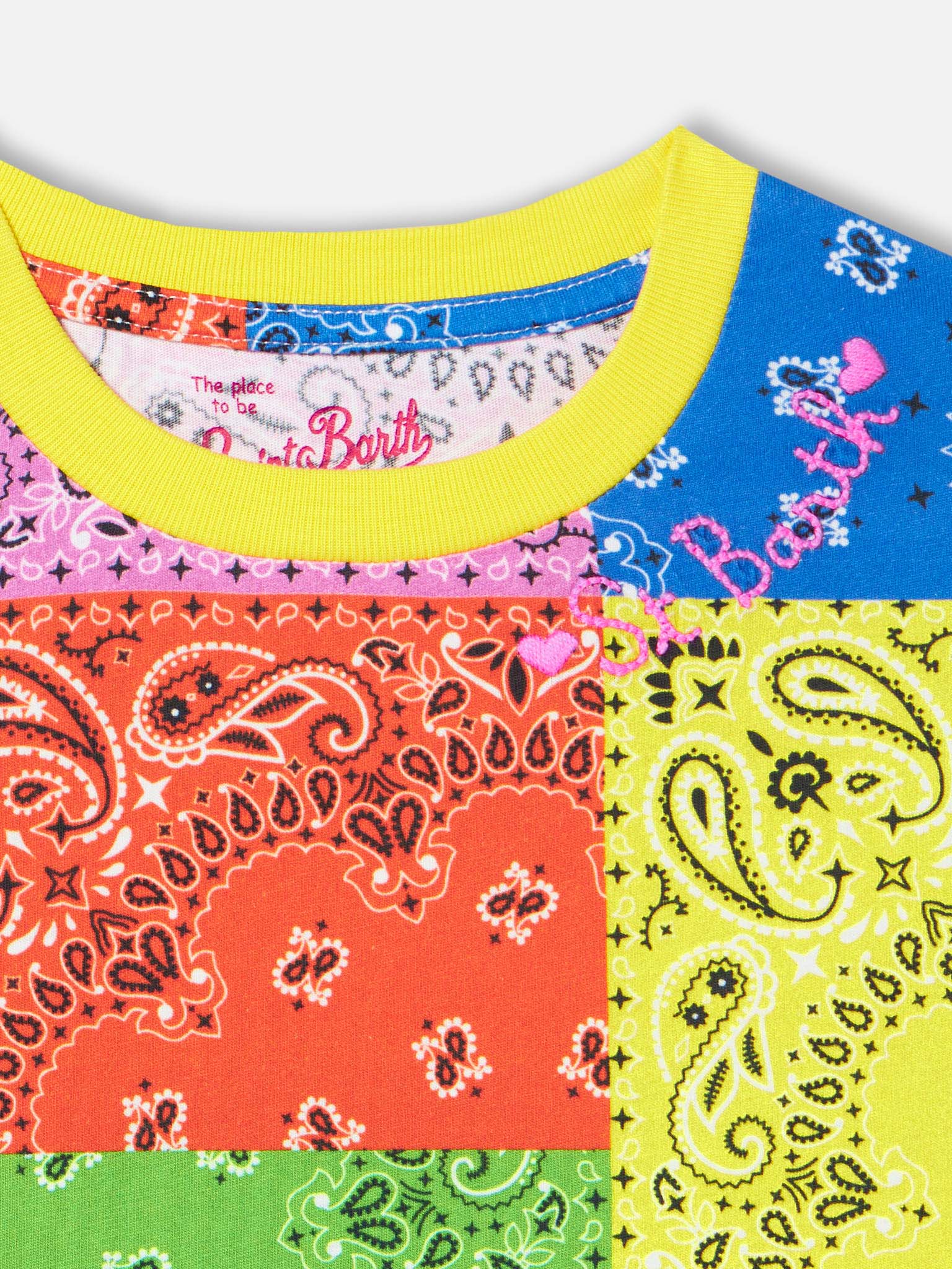 Abito da bambina in cotone con stampa bandana fluo - Image 2