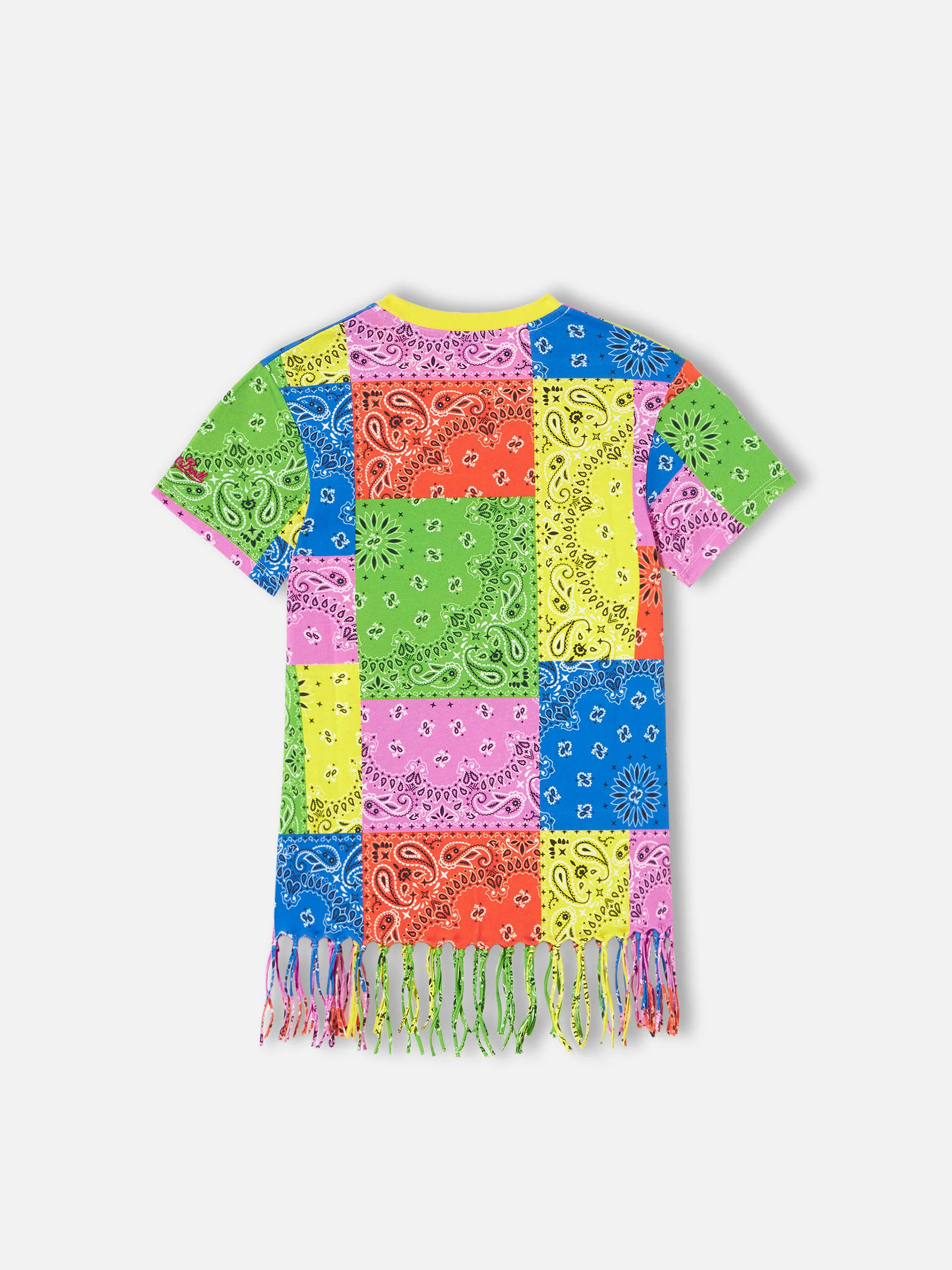 Abito da bambina in cotone con stampa bandana fluo - Image 3