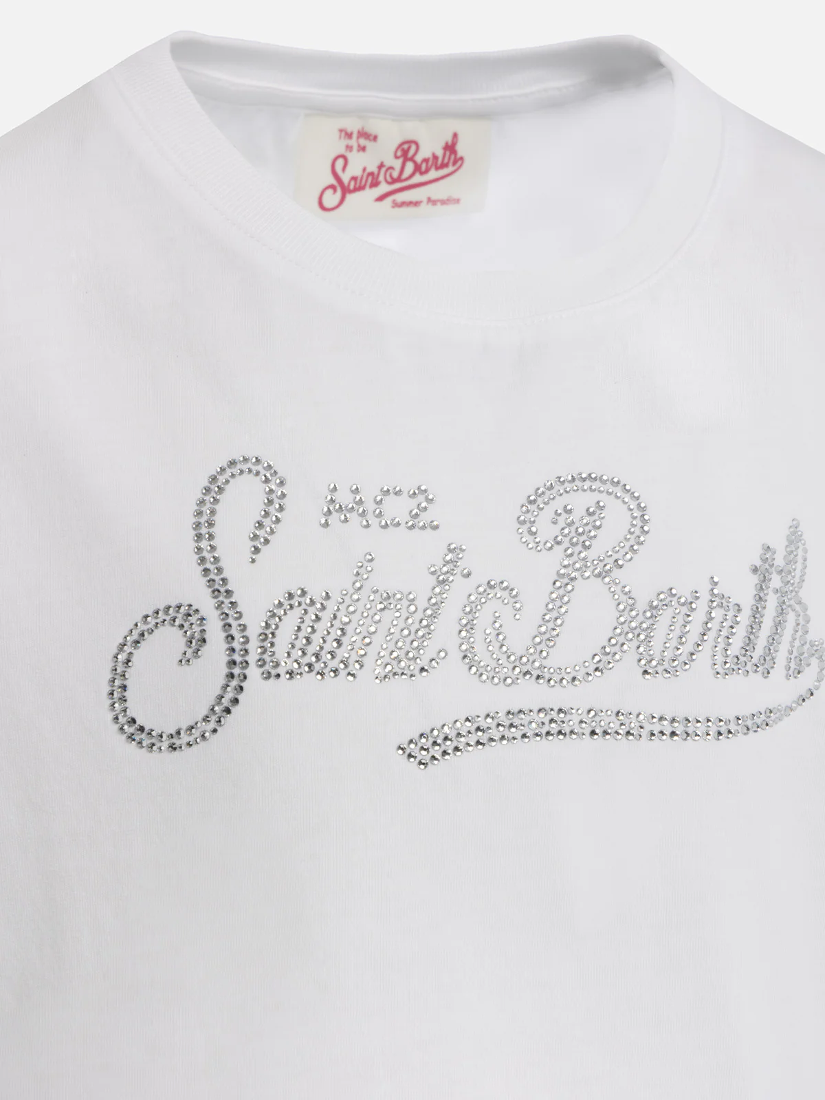 T-shirt girocollo da bambina Elly in jersey di cotone con ricamo di strass Saint Barth - Image 2