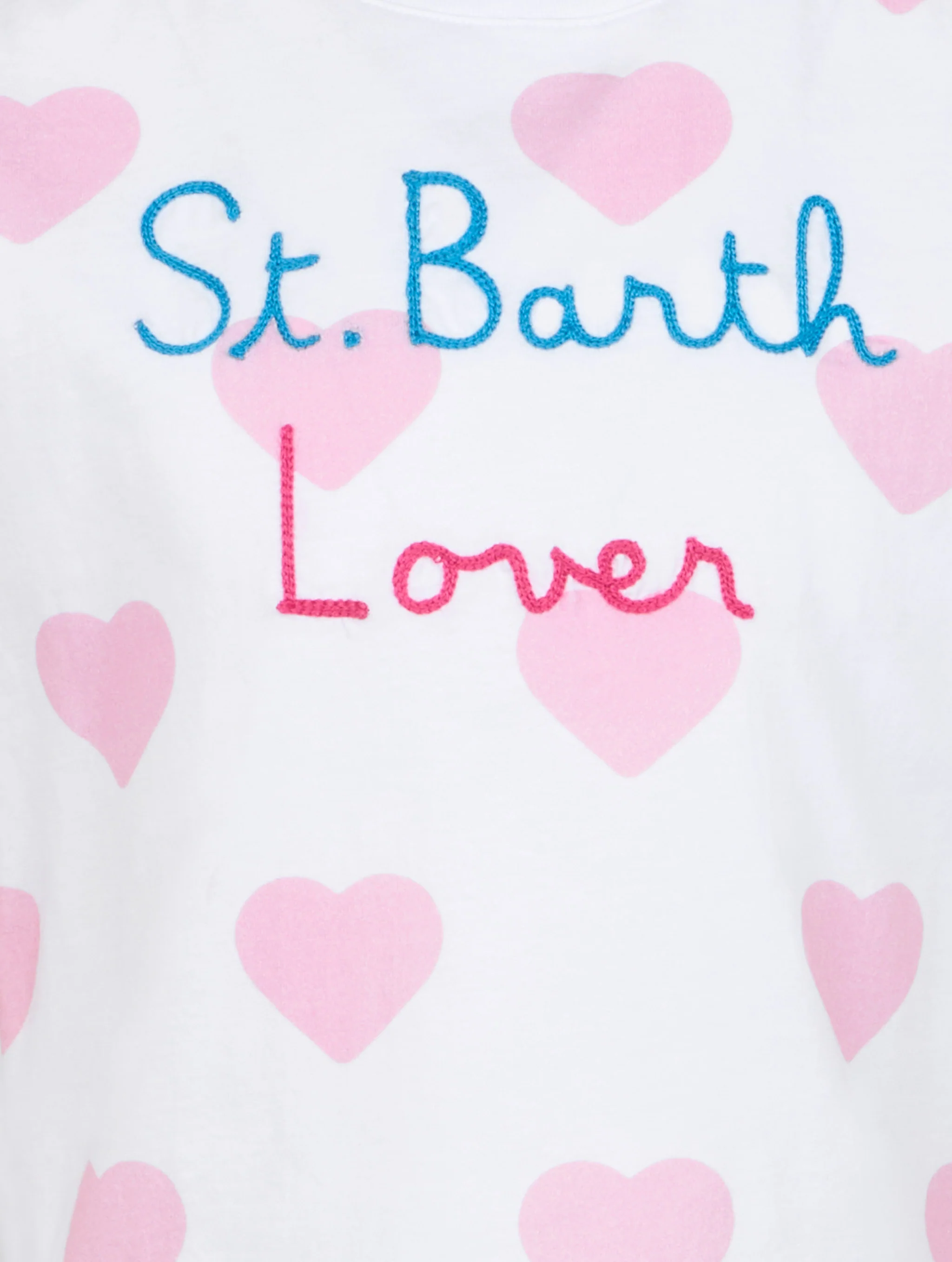 T-shirt girocollo da bambina Elly in jersey di cotone con ricamo St.Barth Lover - Image 2