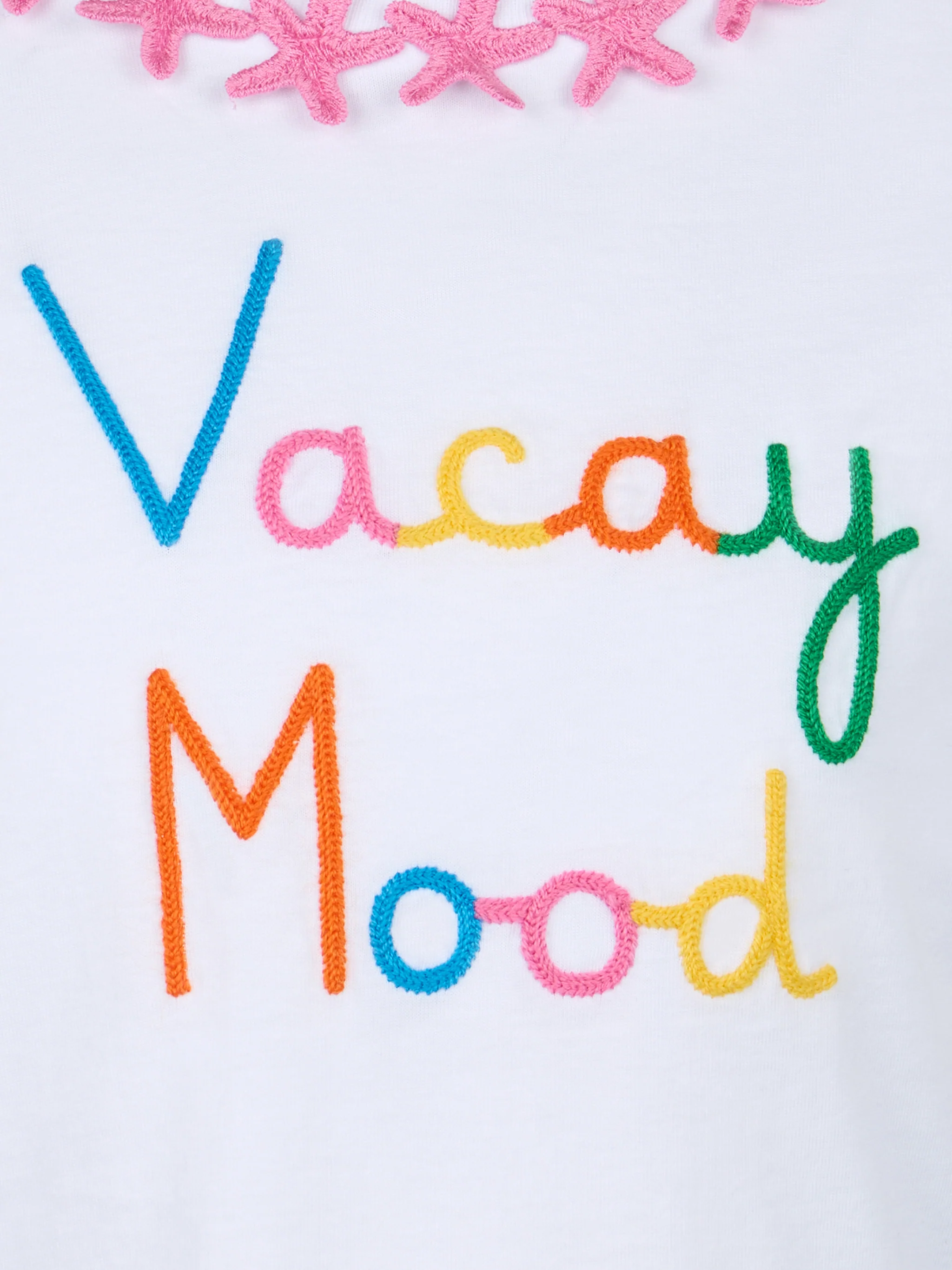 T-shirt girocollo da bambina Elly in jersey di cotone con ricamo Vacay Mood - Image 3